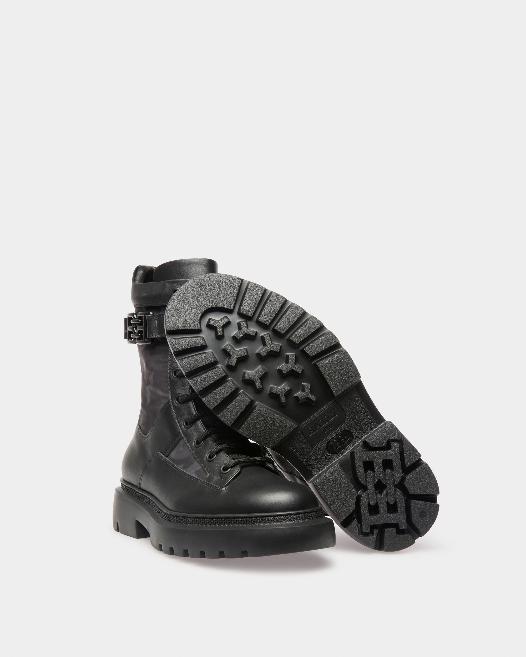 Gioele Leather And Recycled Polyester Boots In Black - Women's - Bally - 05