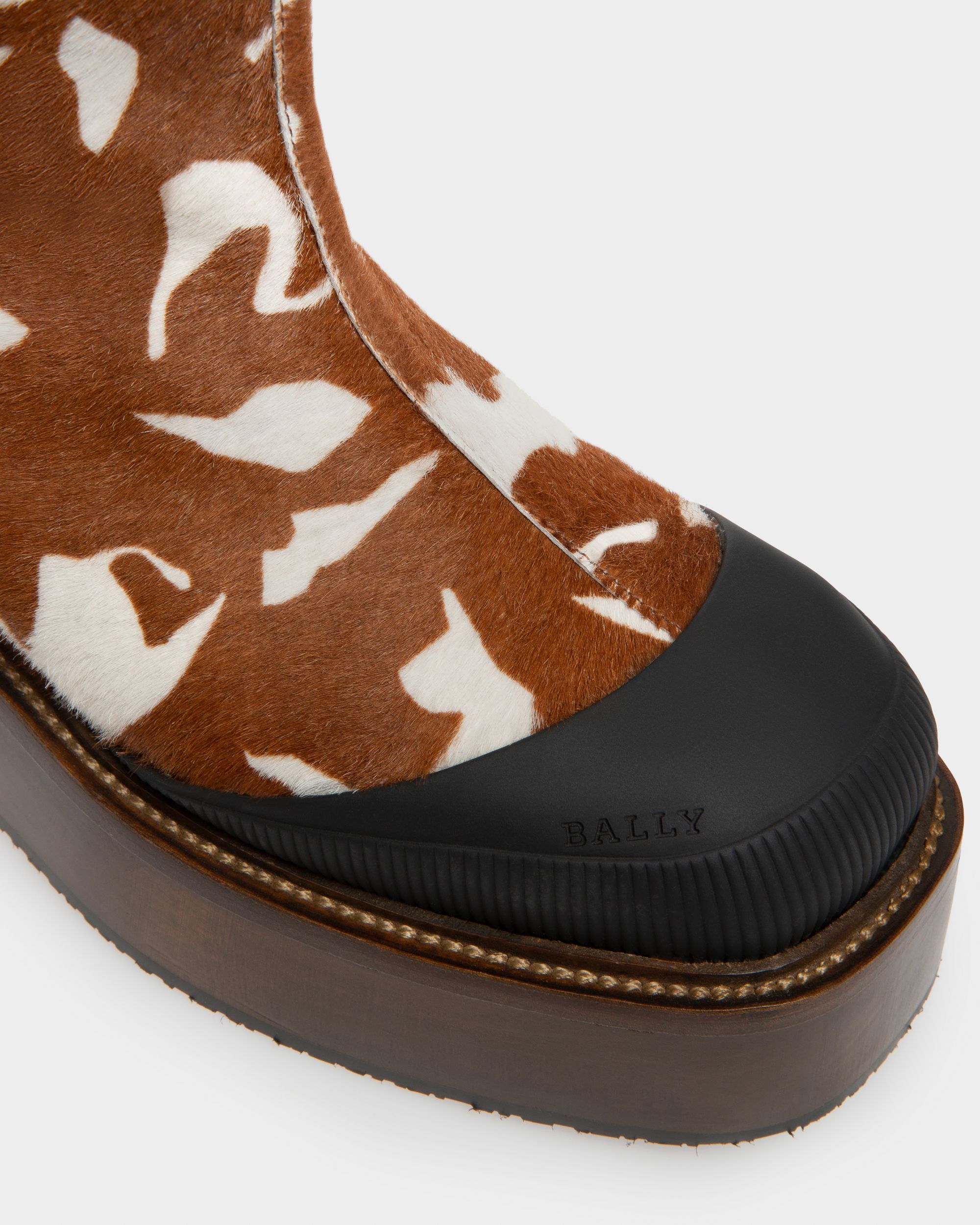 Irenne Leather Long Boots In White & Brown - Women's - Bally - 05