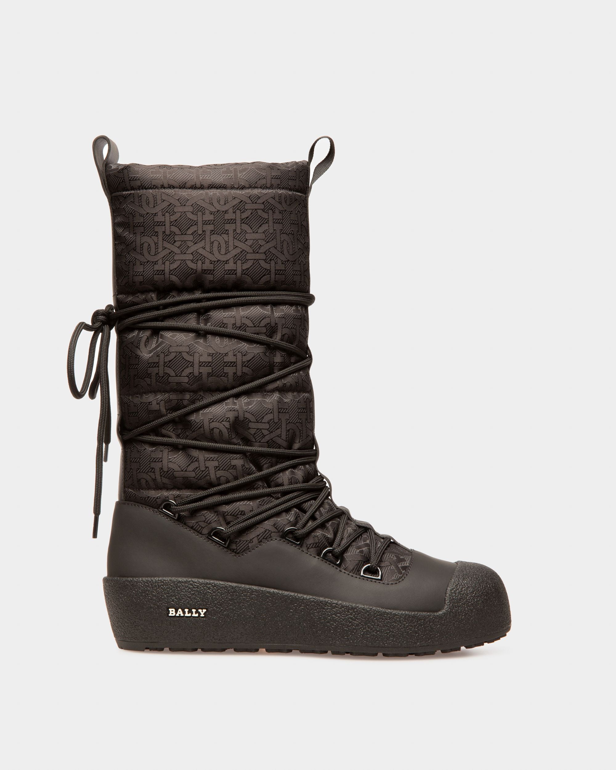 Cathye Recycled Nylon & Leather Boots In Black - Women's - Bally - 01