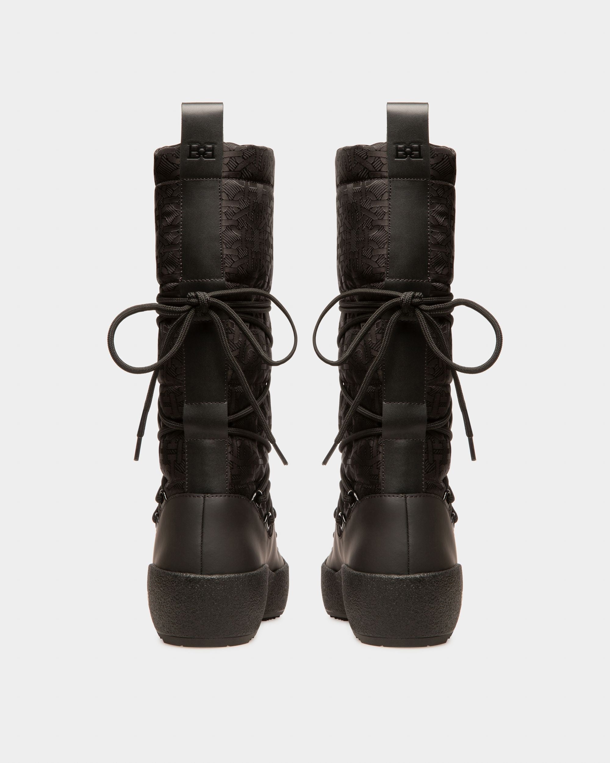 Cathye Recycled Nylon & Leather Boots In Black - Women's - Bally - 03