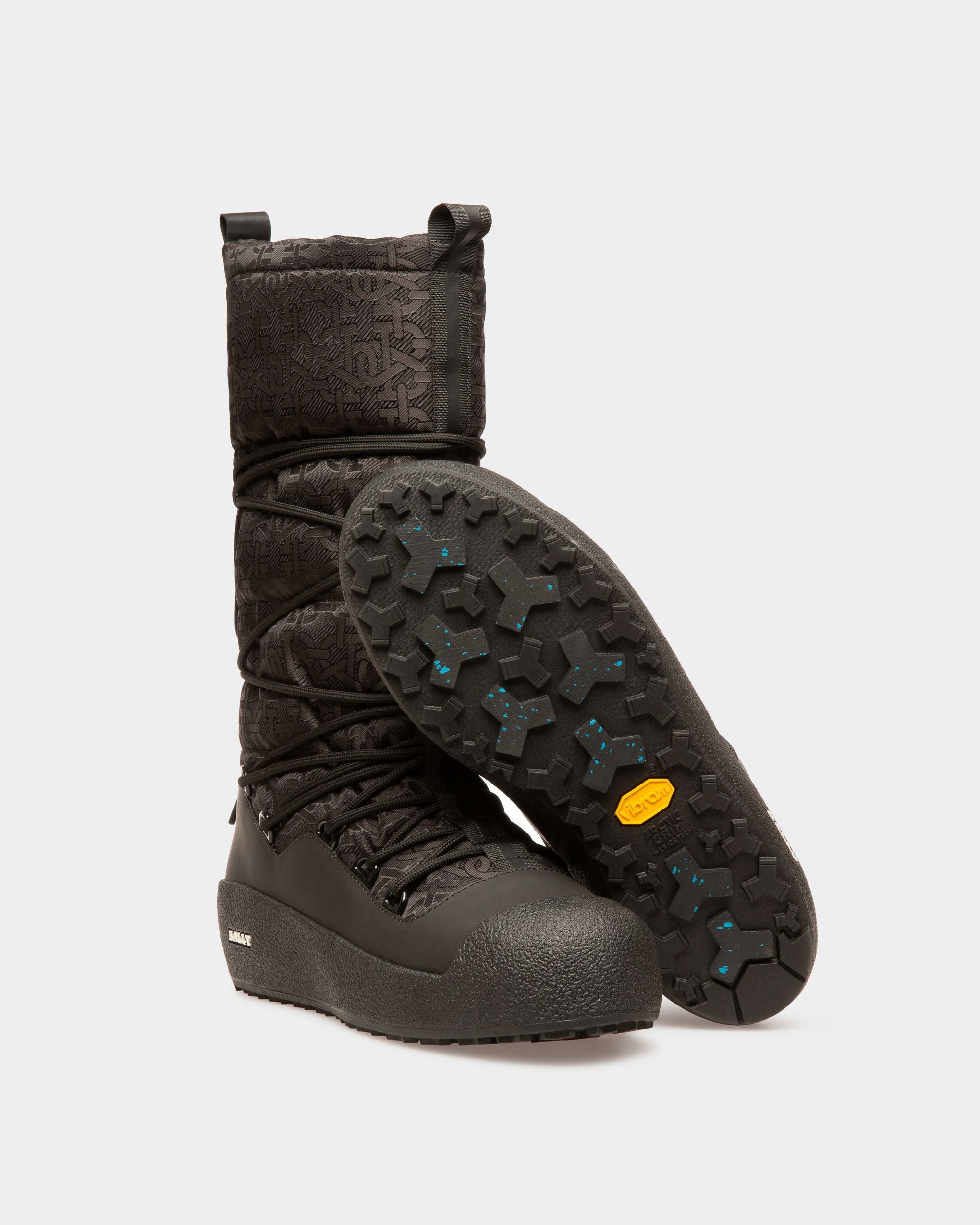 Cathye Recycled Nylon & Leather Boots In Black - Women's - Bally - 04