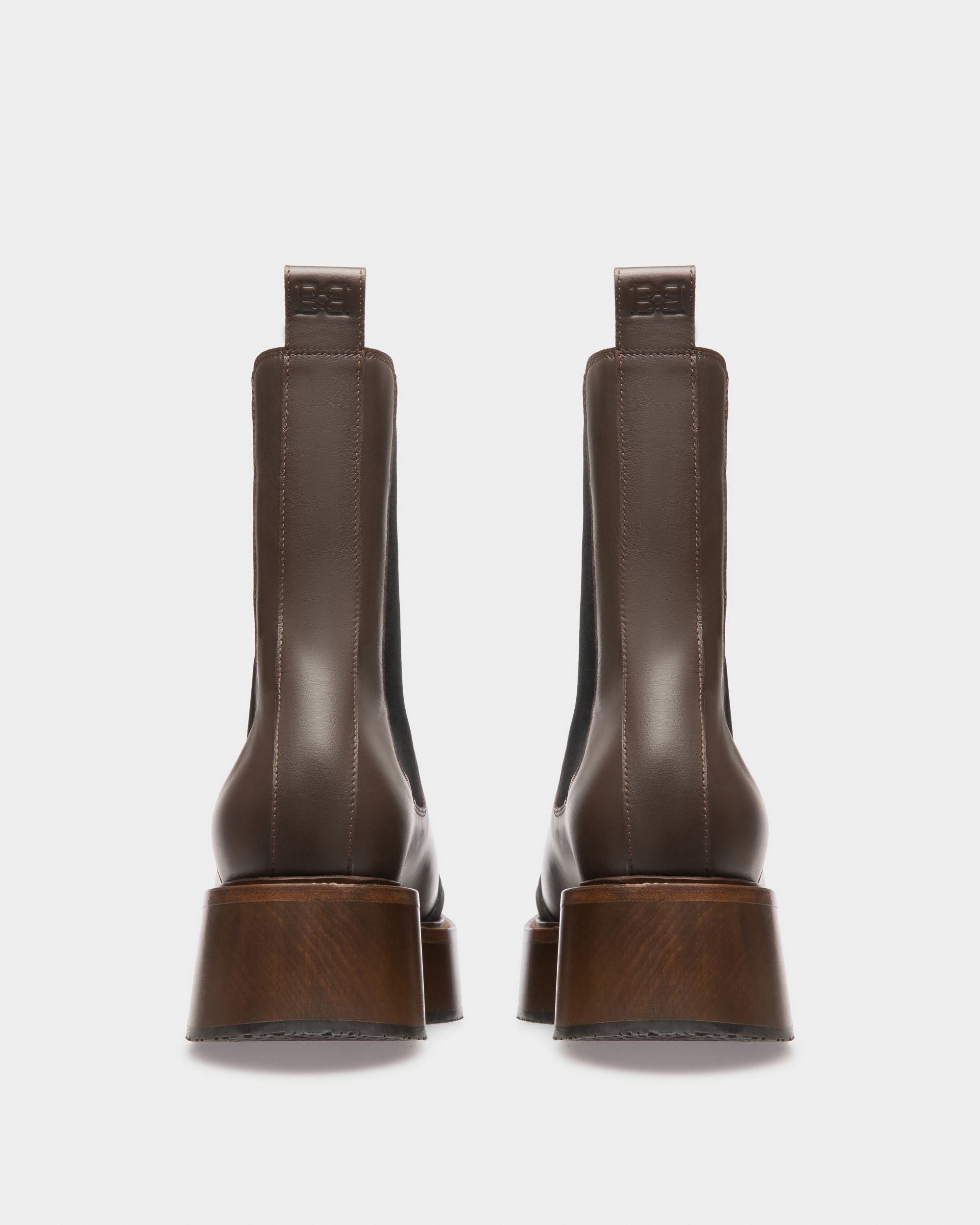 Ilene Leather Booties In Ebony Brown - Women's - Bally - 04