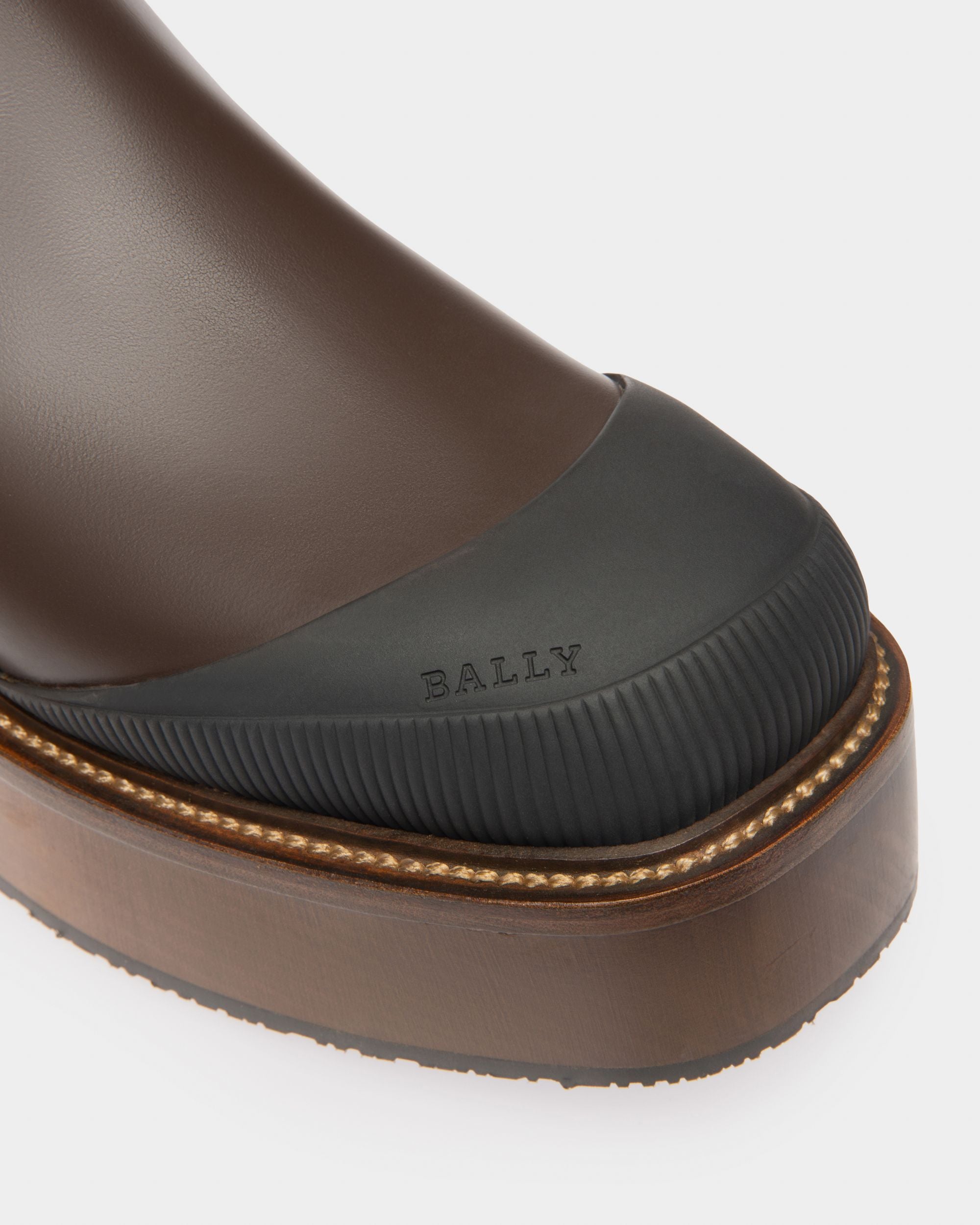 Ilene Leather Booties In Ebony Brown - Women's - Bally - 06