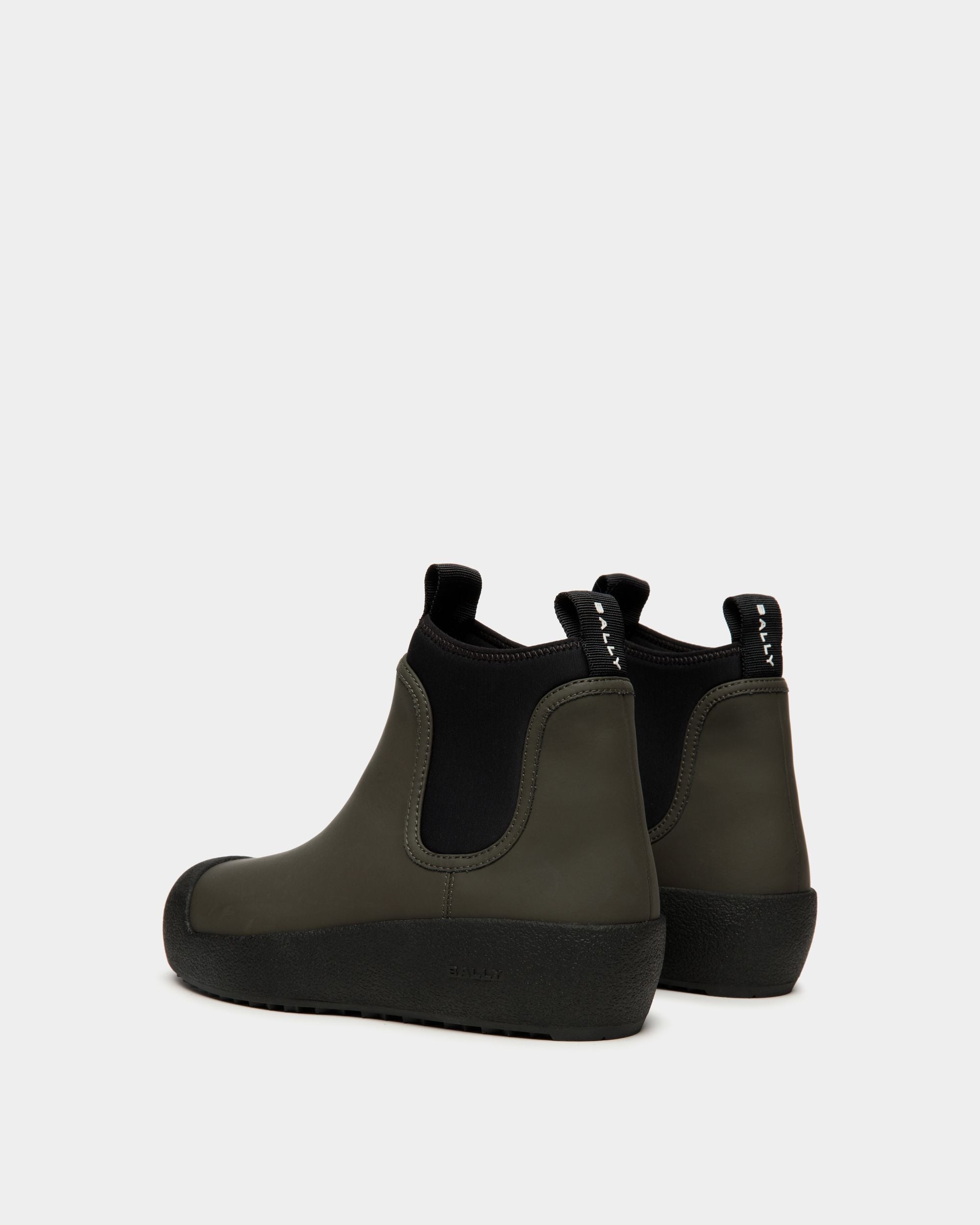 Bally Curling Bootie In Military Green And Black Leather - Women's - Bally - 03