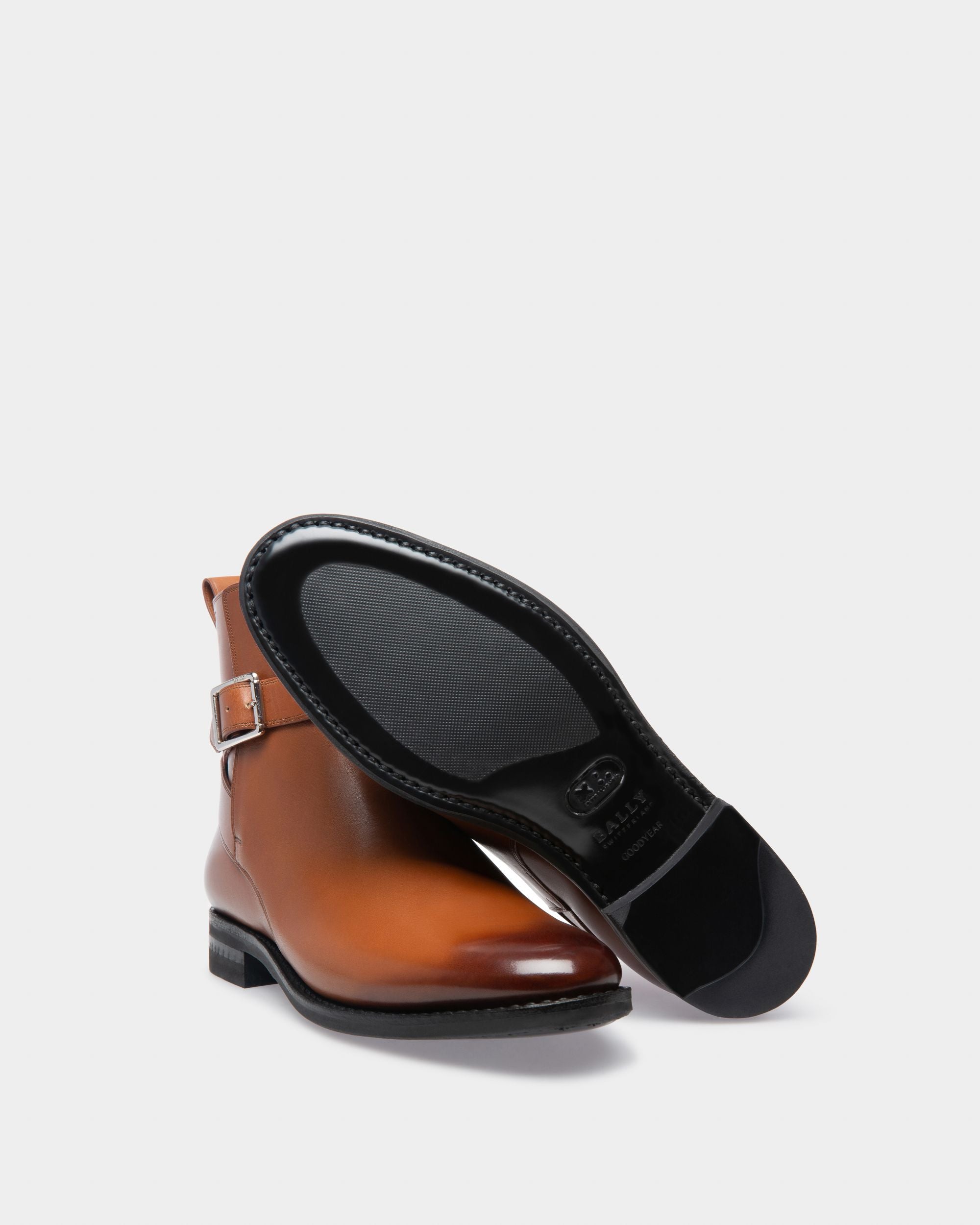 Filly Leather Booties In Brown - Women's - Bally - 05