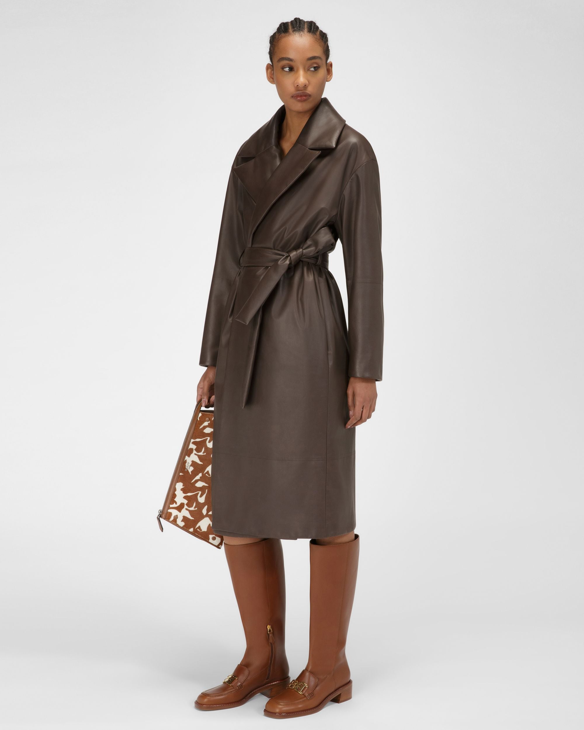 Ebele Leather Long Boots In Brown - Women's - Bally - 02