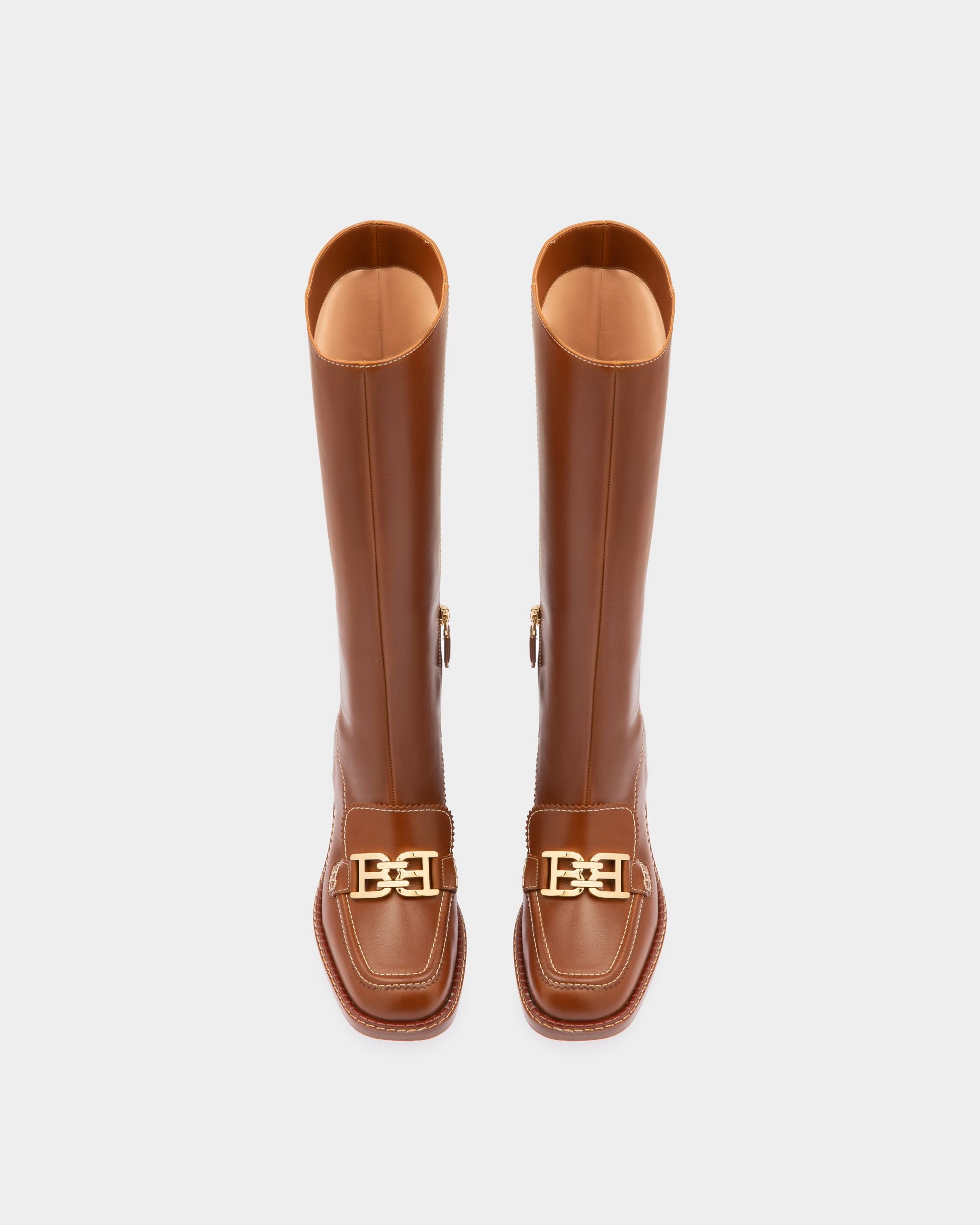 Ebele Leather Long Boots In Brown - Women's - Bally - 03