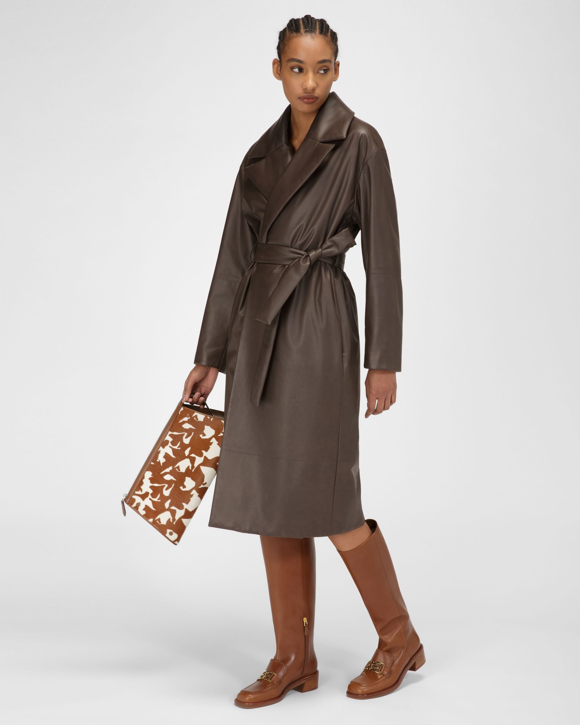 Ebele Leather Long Boots In Brown - Women's - Bally - 04