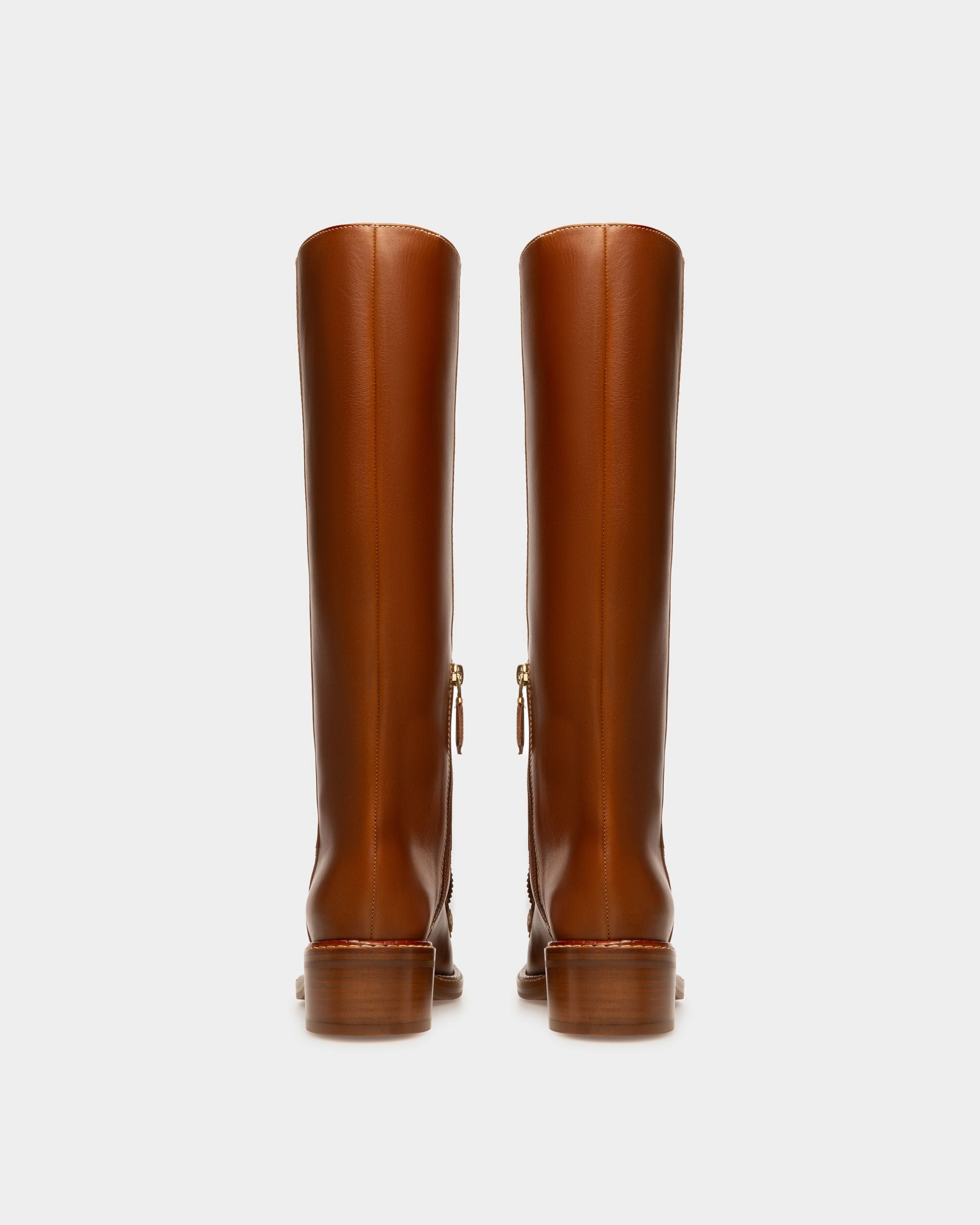 Ebele Leather Long Boots In Brown - Women's - Bally - 05