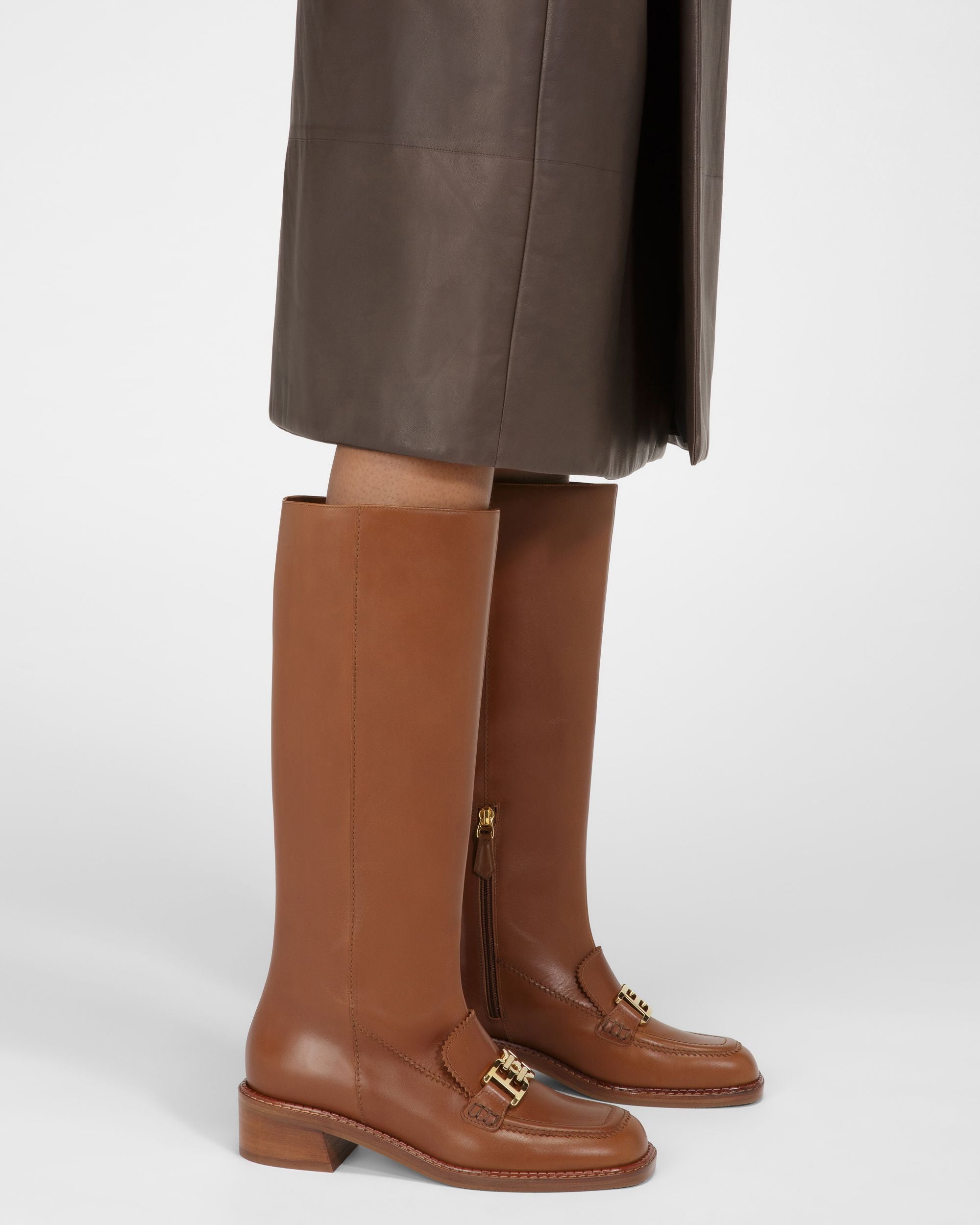 Ebele Leather Long Boots In Brown - Women's - Bally - 08