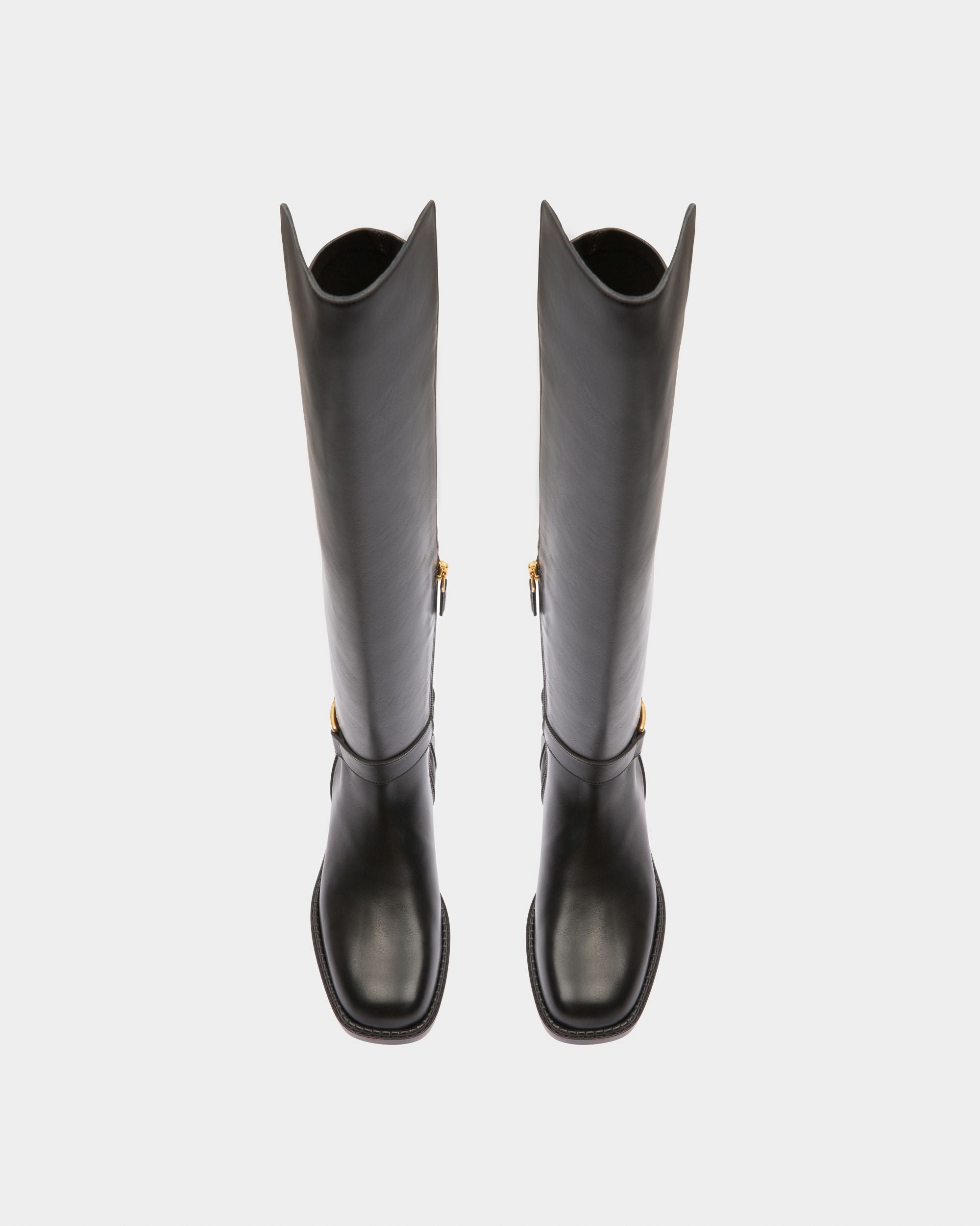 Eloire Leather Long Boots In Black - Women's - Bally - 02