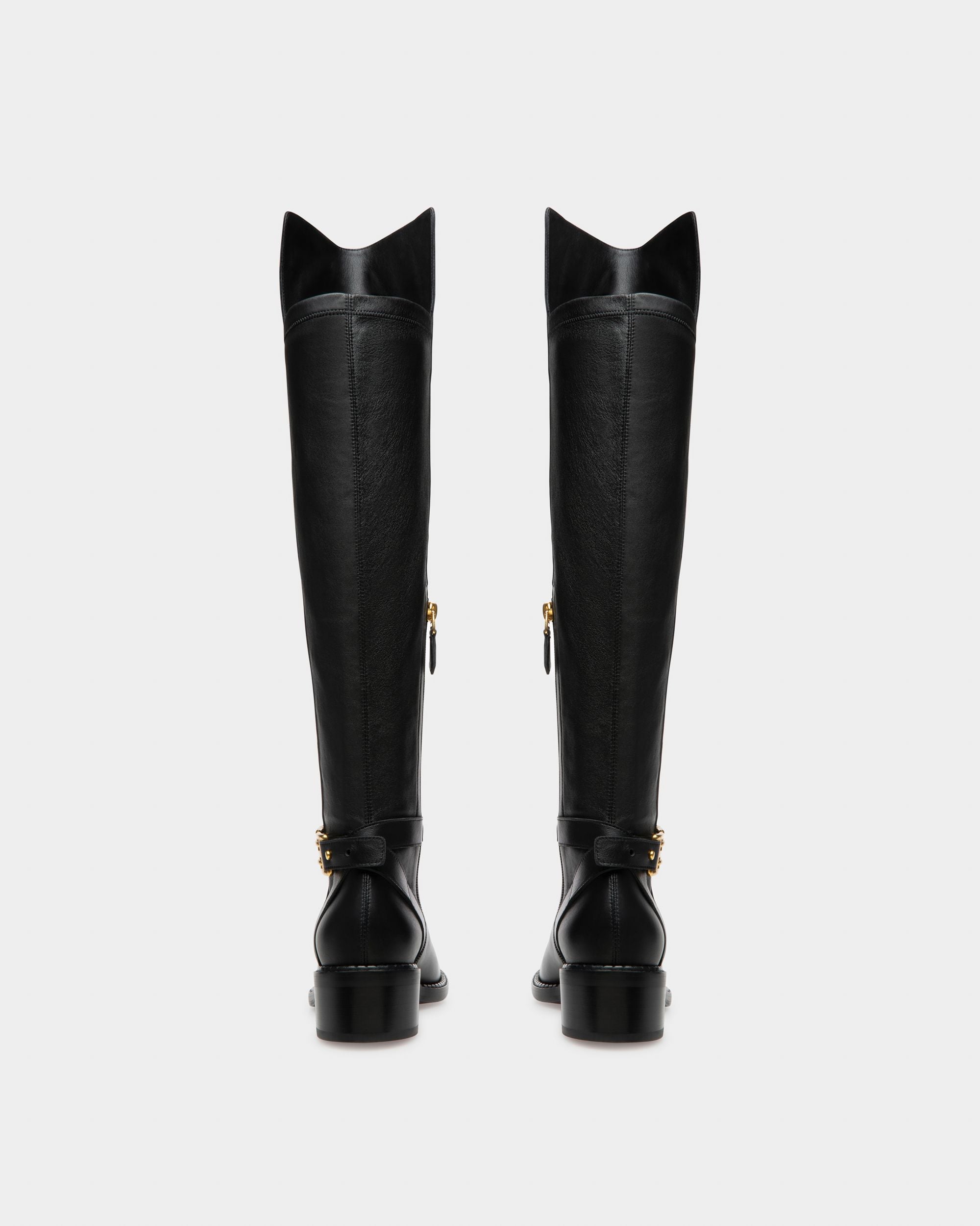 Eloire Leather Long Boots In Black - Women's - Bally - 04