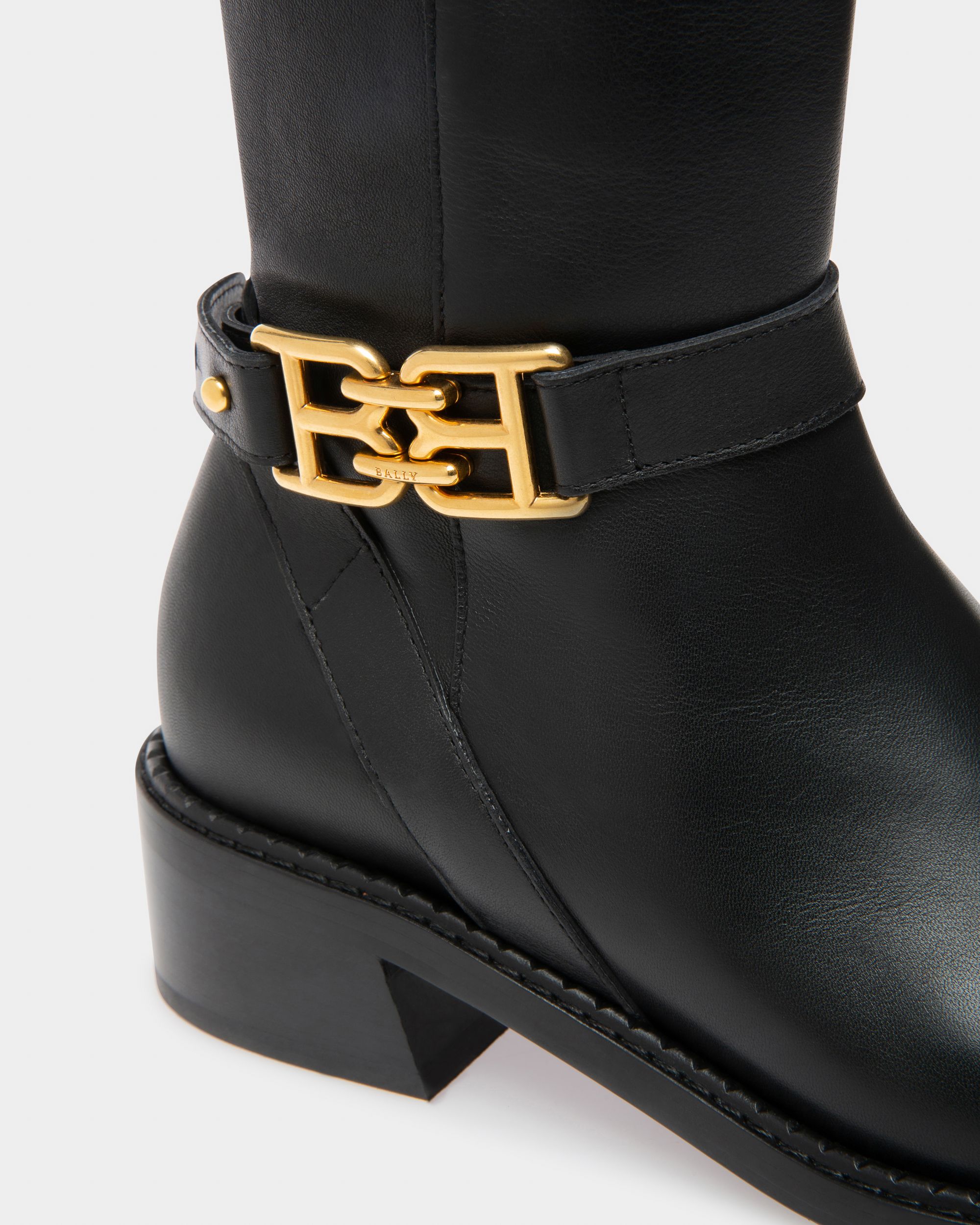 Eloire Leather Long Boots In Black - Women's - Bally - 05