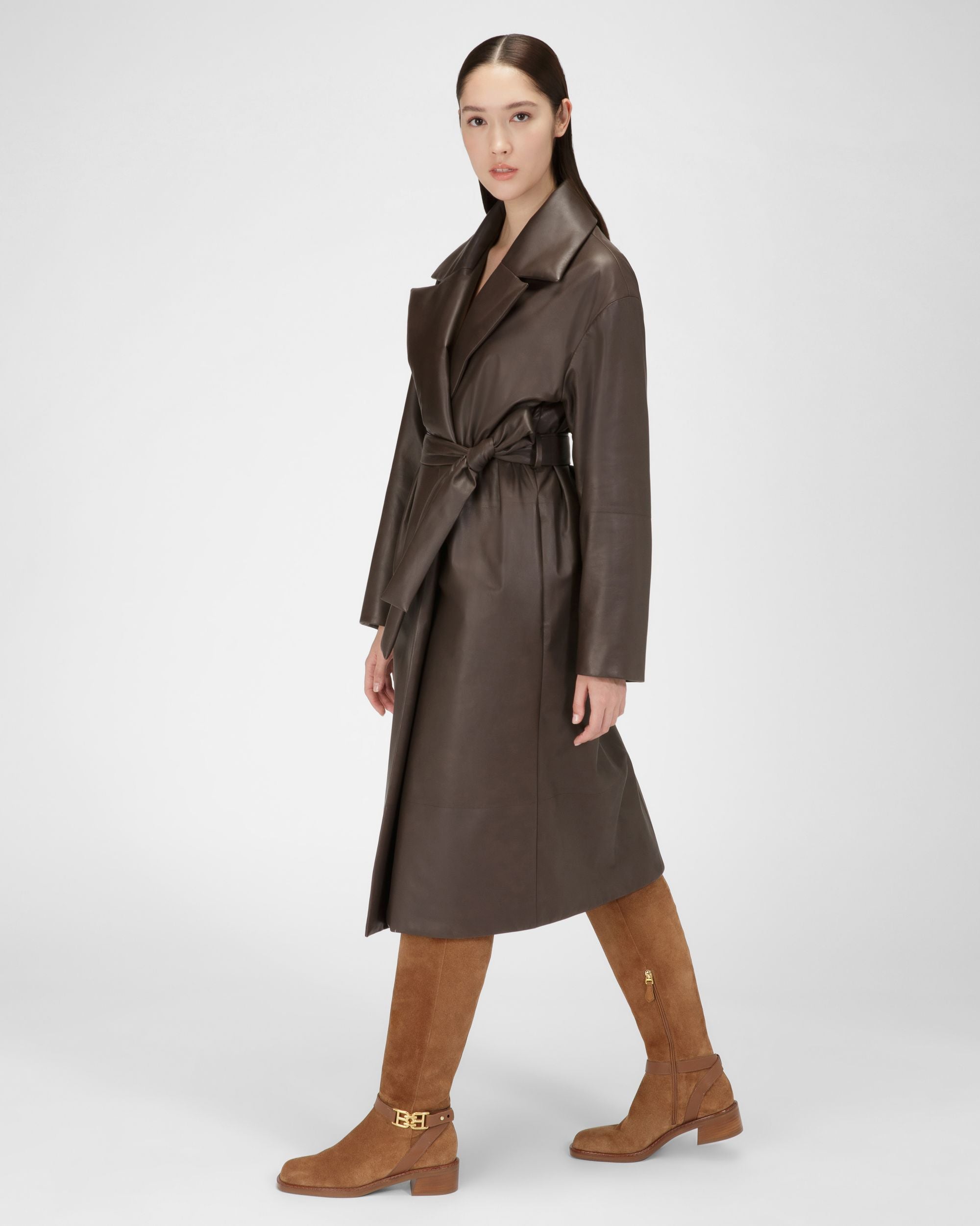 Eloire Leather Long Boots In Brown - Women's - Bally - 03
