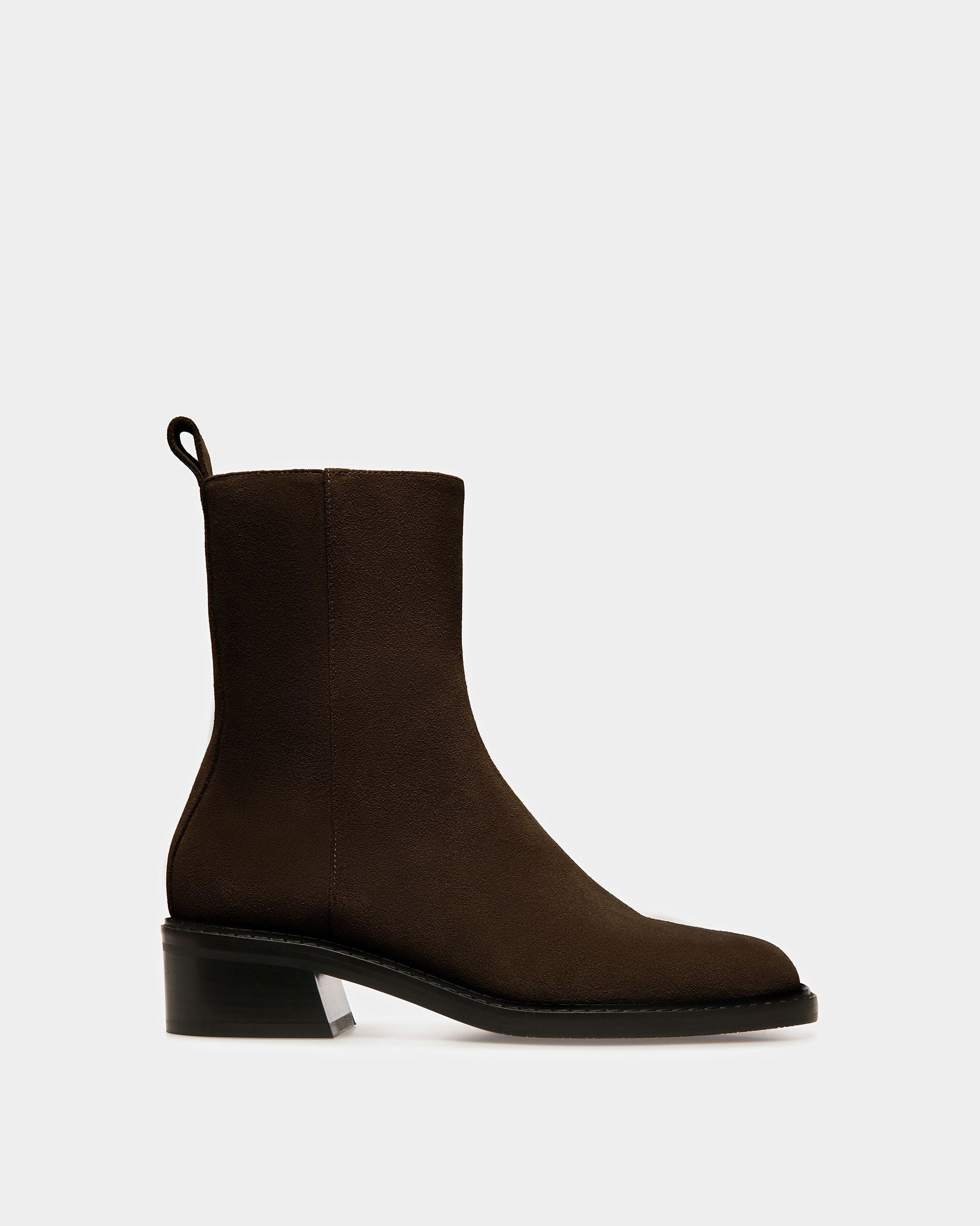Austine Leather Boots In Ebony Brown - Women's - Bally - 01