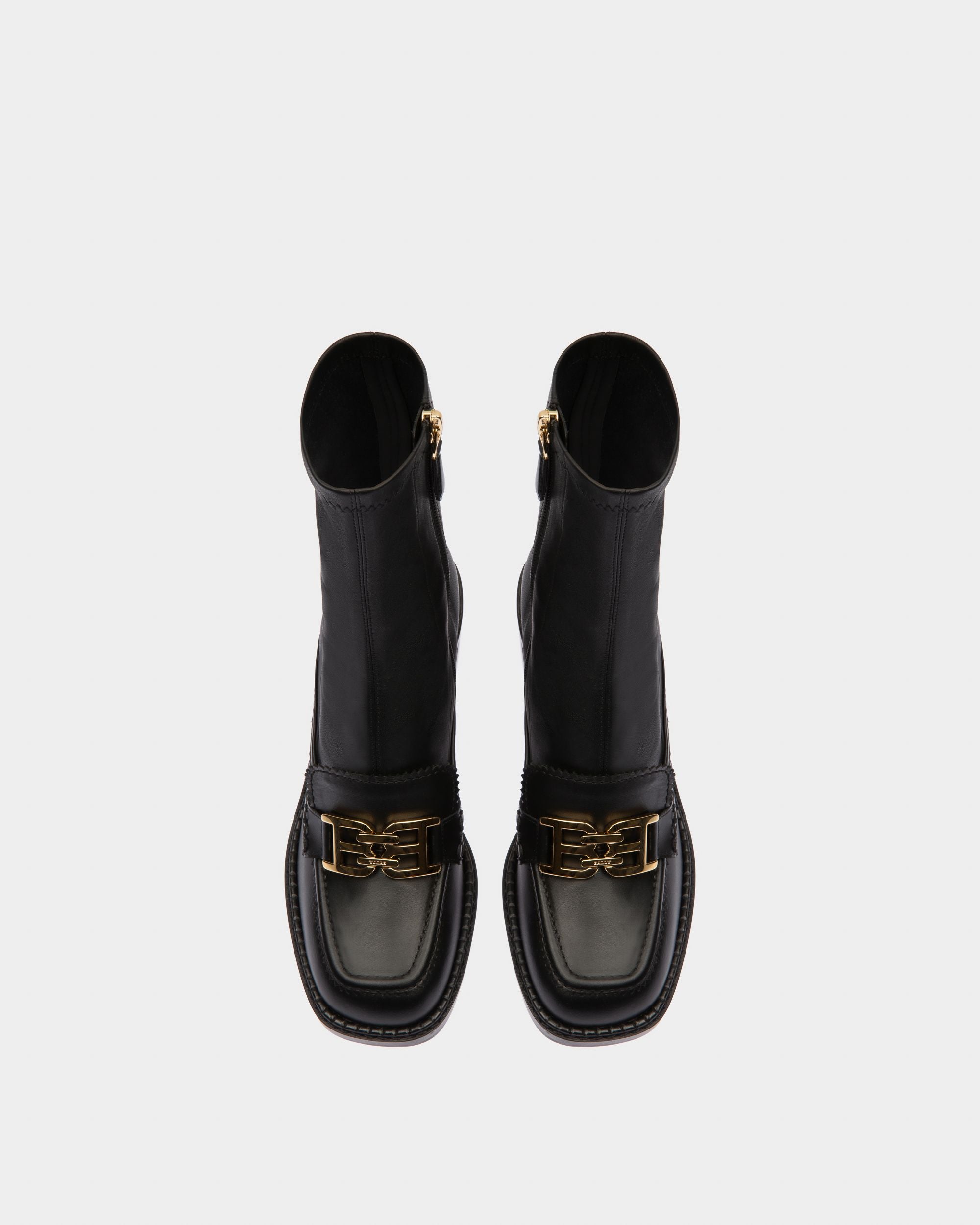 Enzy Leather Booties In Black - Women's - Bally - 02
