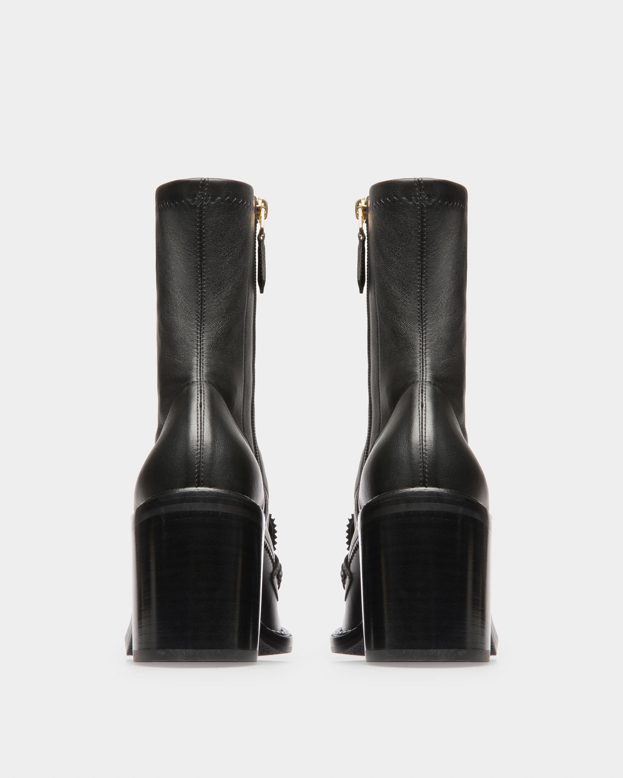 Enzy Leather Booties In Black - Women's - Bally - 04