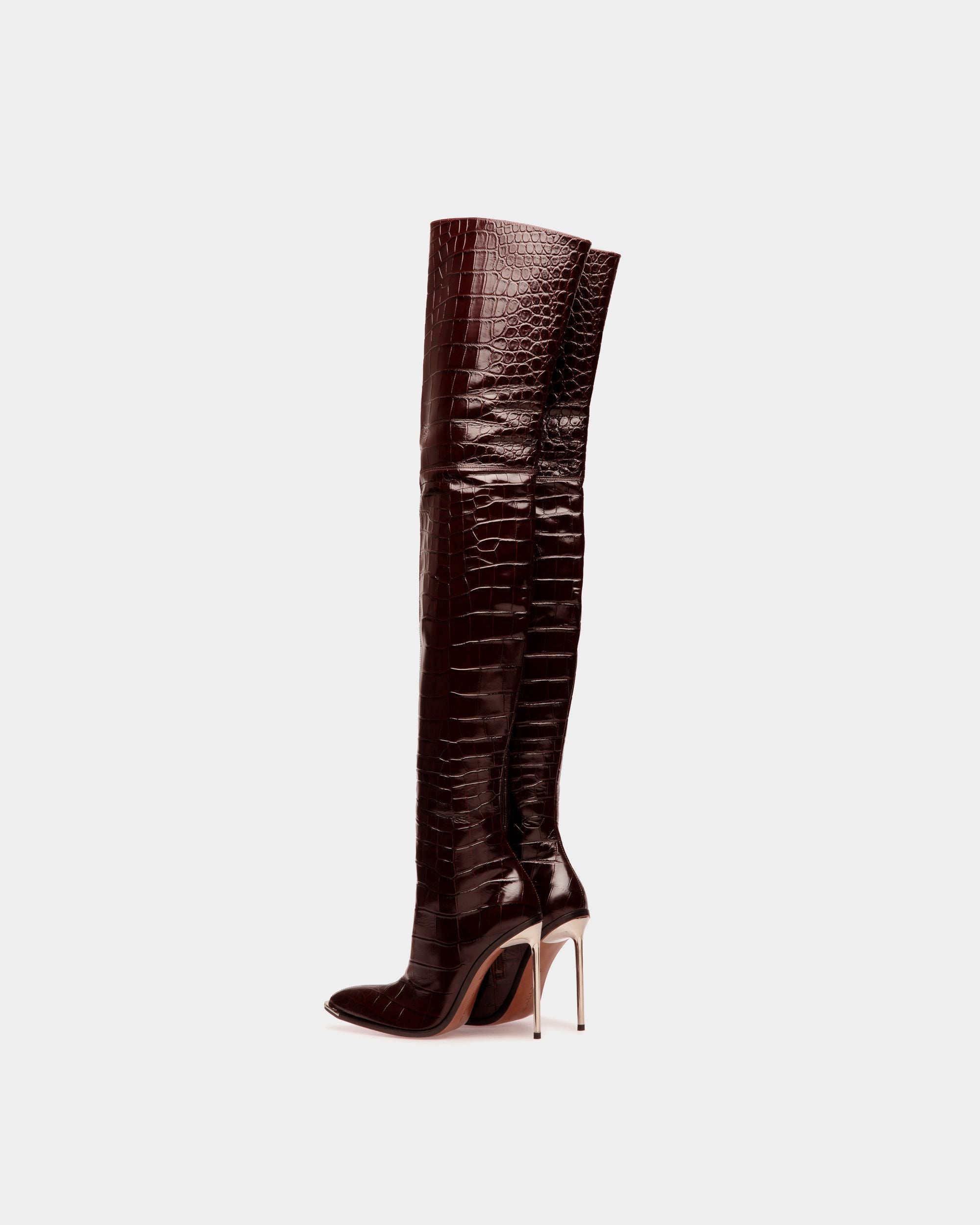 Hedy Long Boots In Burgundy Leather - Women's - Bally - 04