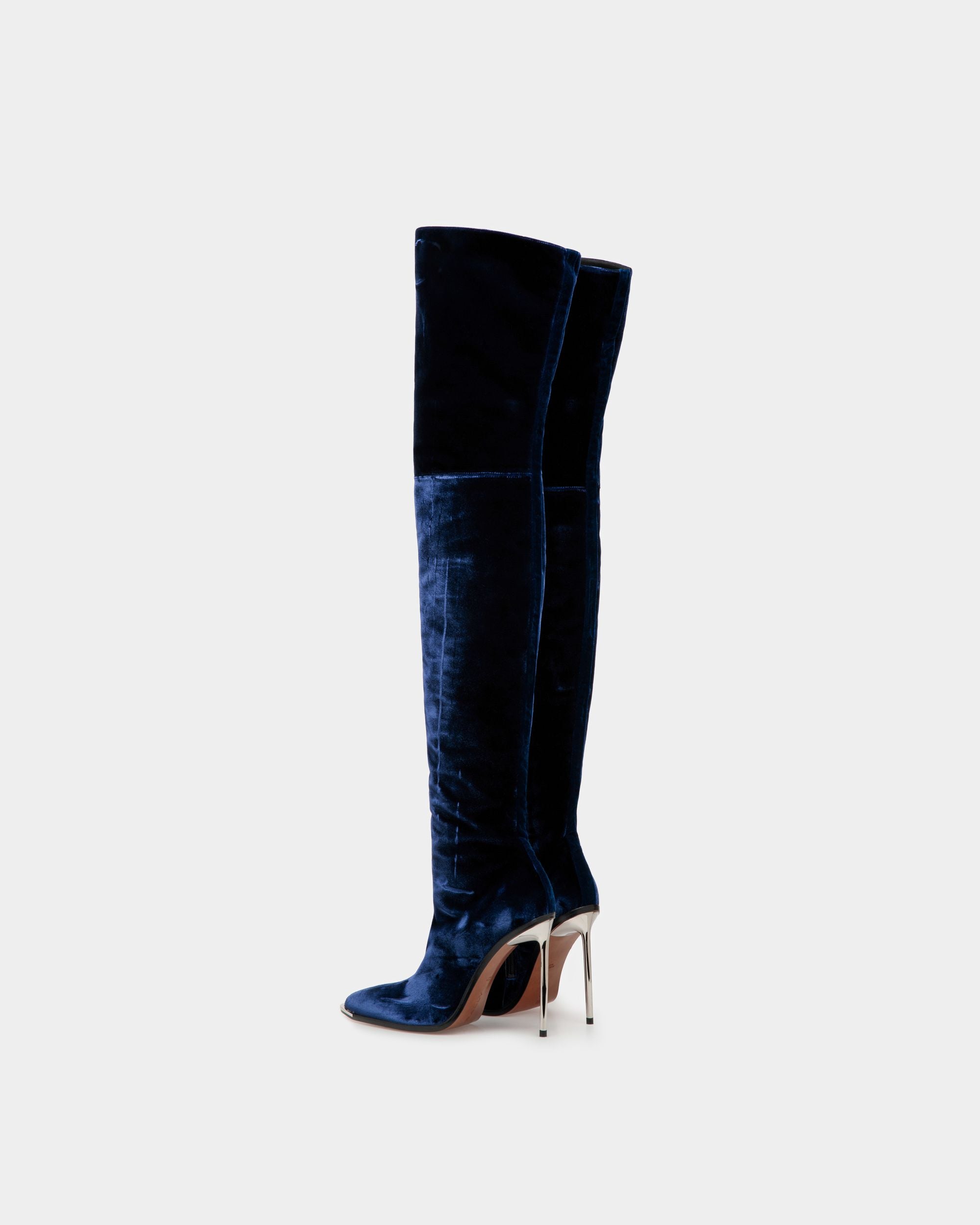 Hedy Boots In Marine Velvet - Women's - Bally - 04