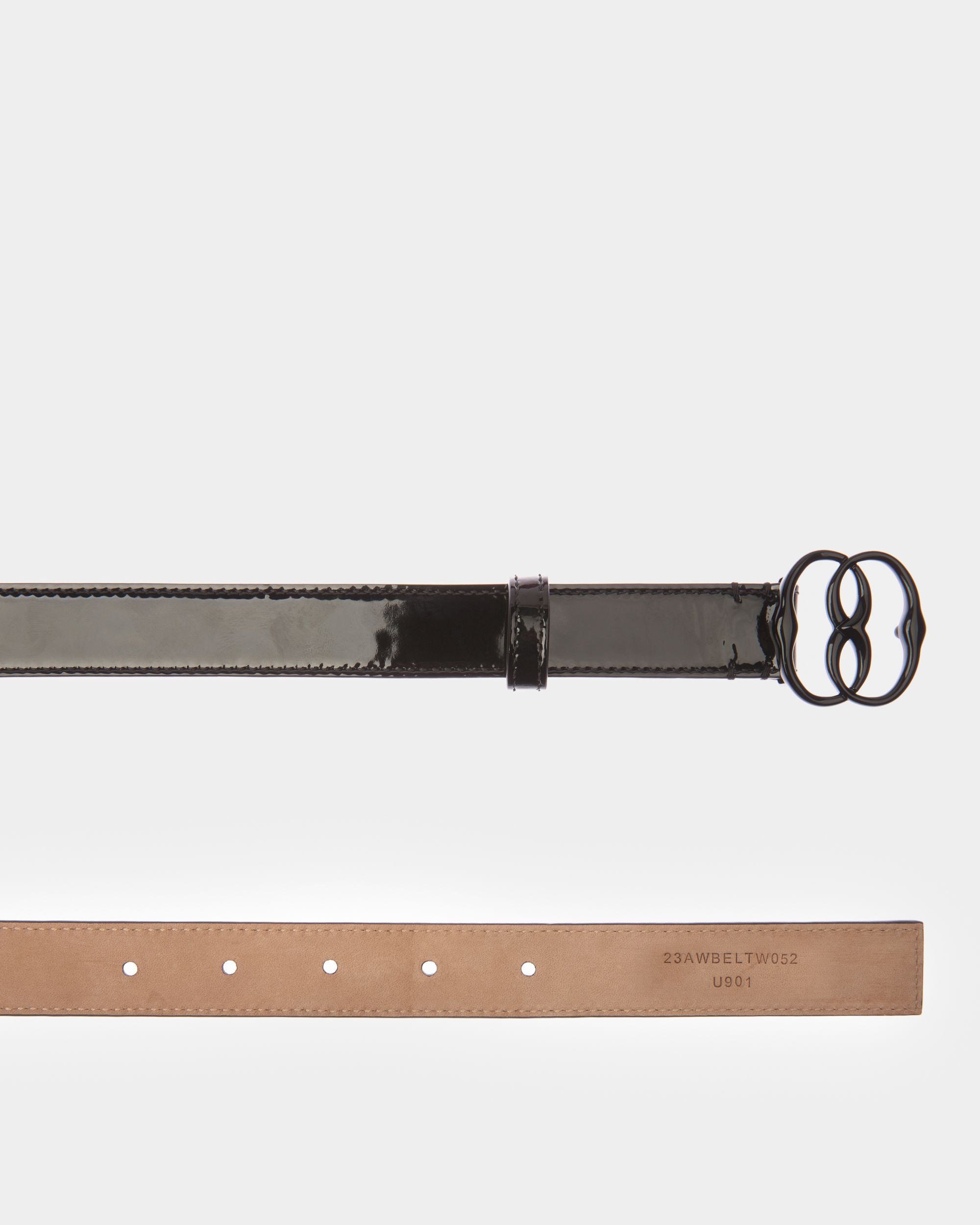 Emblem Fixed Belt In Black Leather - Women's - Bally - 02