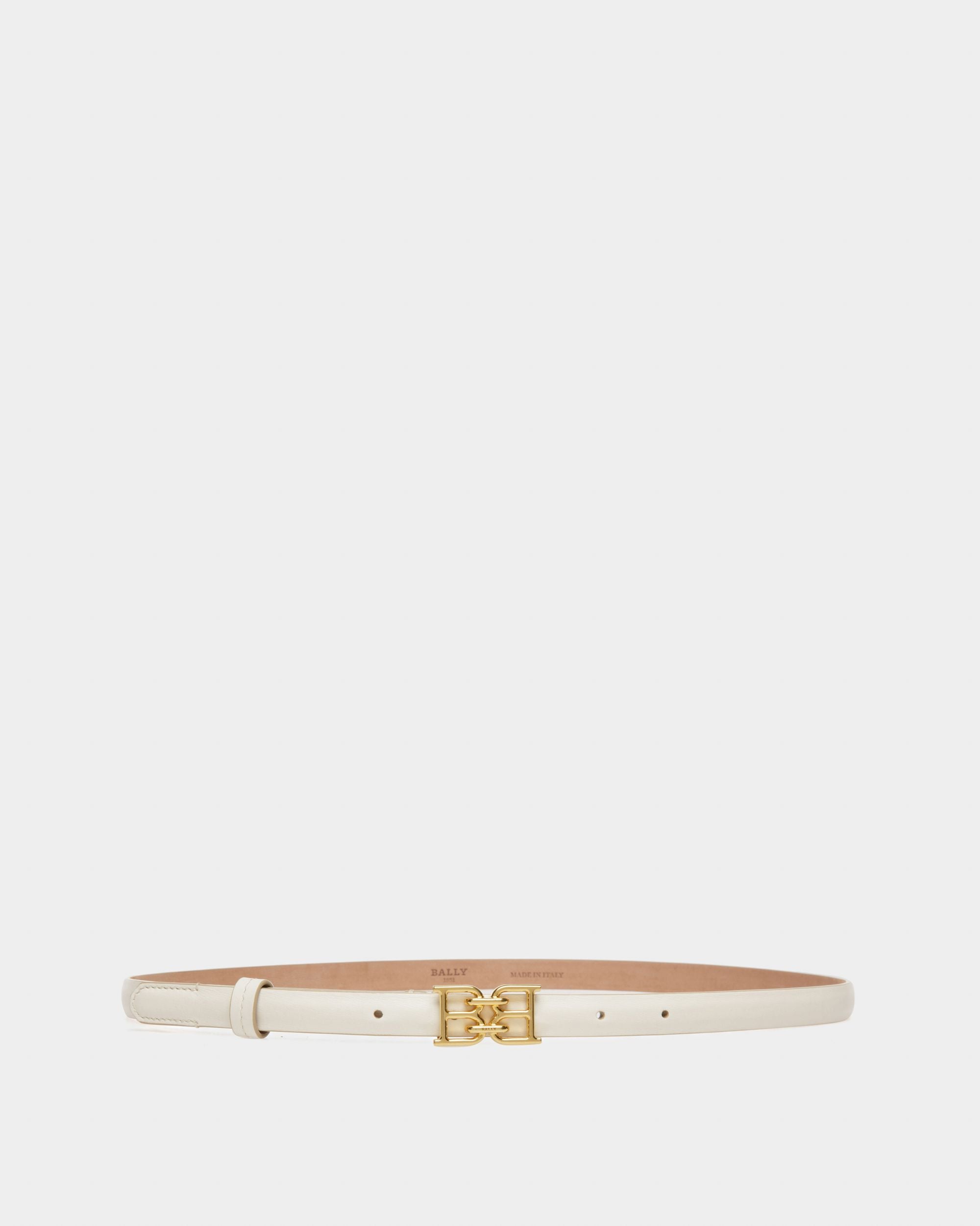 B-Chain Leather 15mm Belt In Bone - Women's - Bally - 01