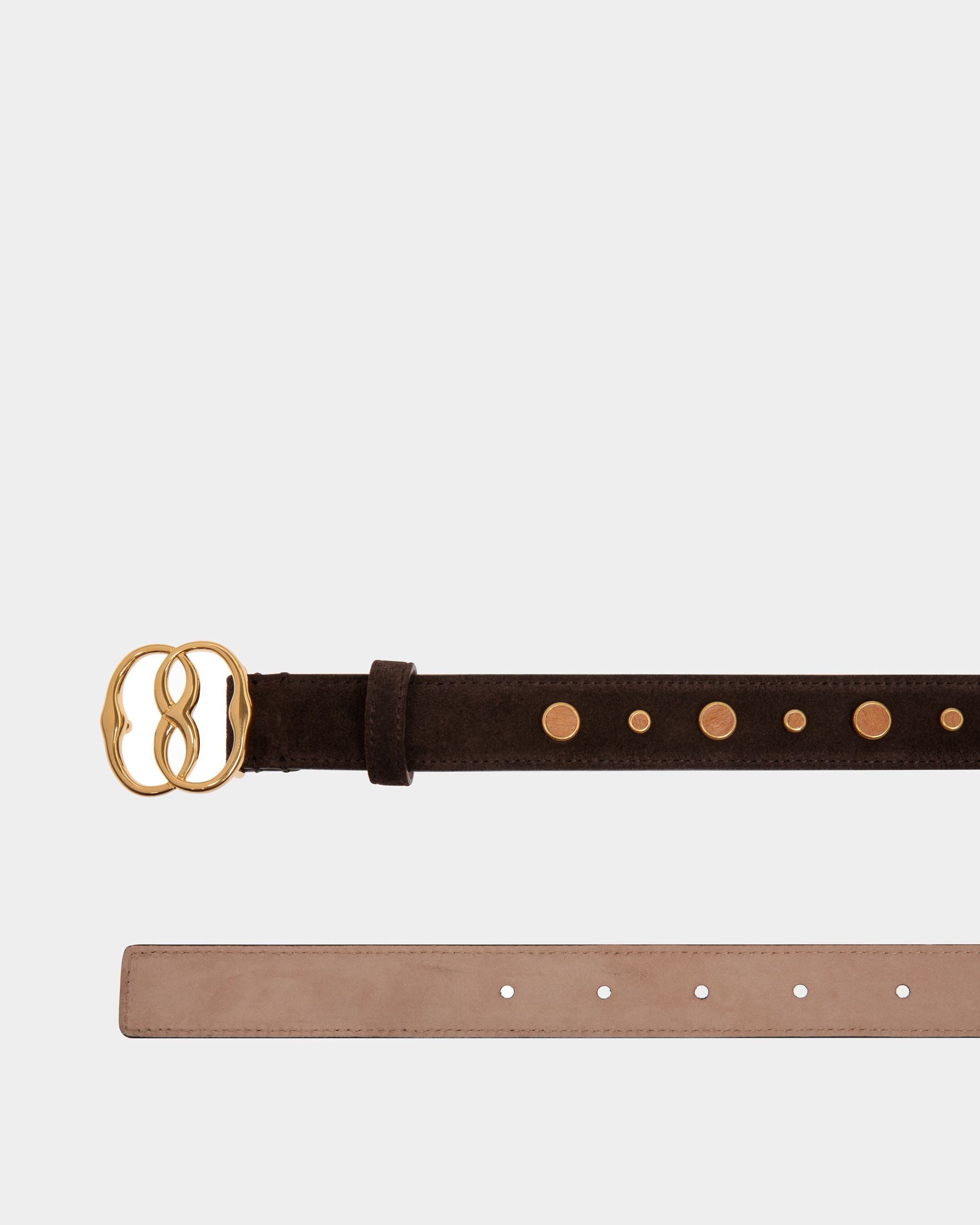 Emblem Fixed Belt In Brown Leather - Women's - Bally - 02