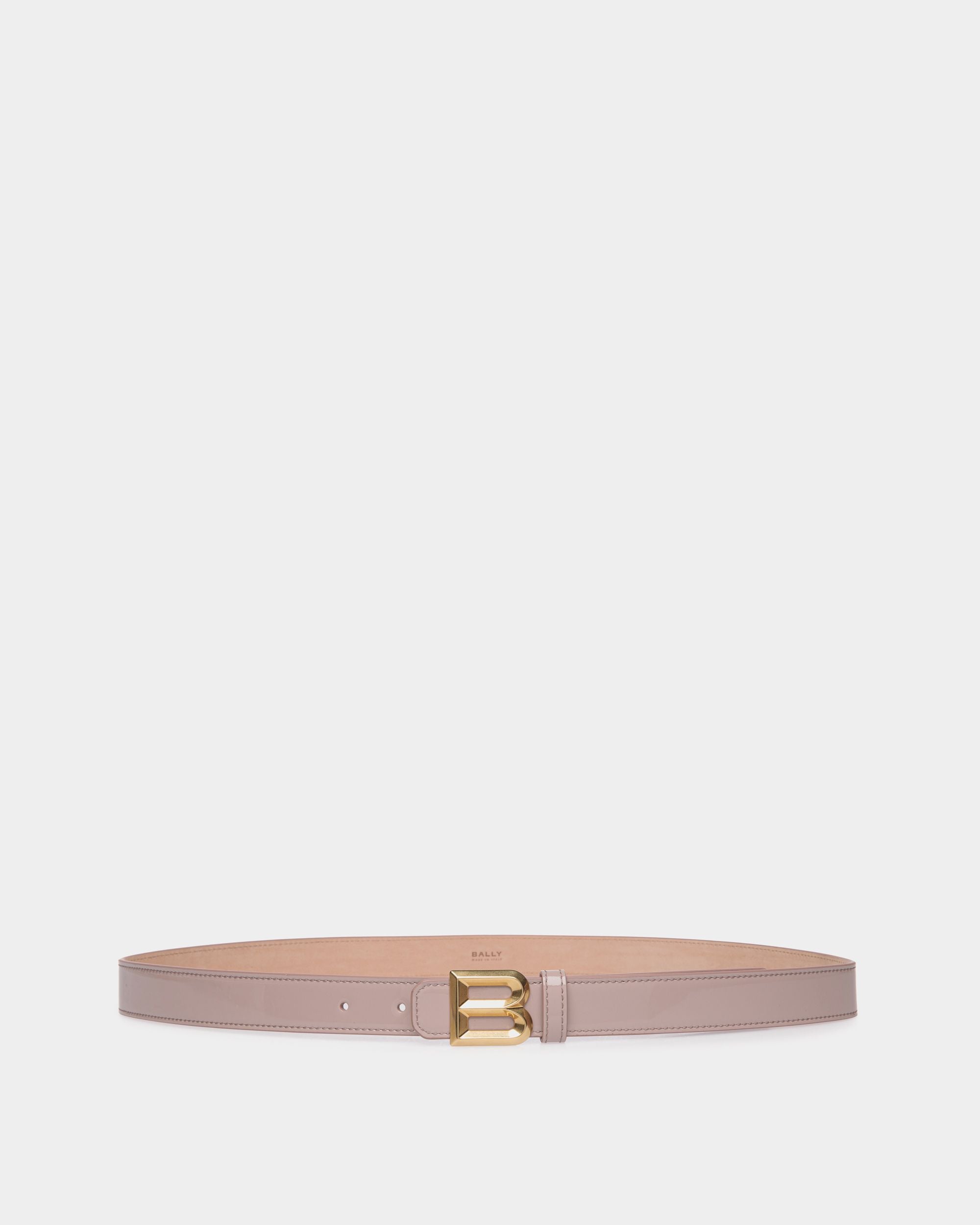 B Bold 25mm Belt In Light Beige Patent Leather - Women's - Bally - 01