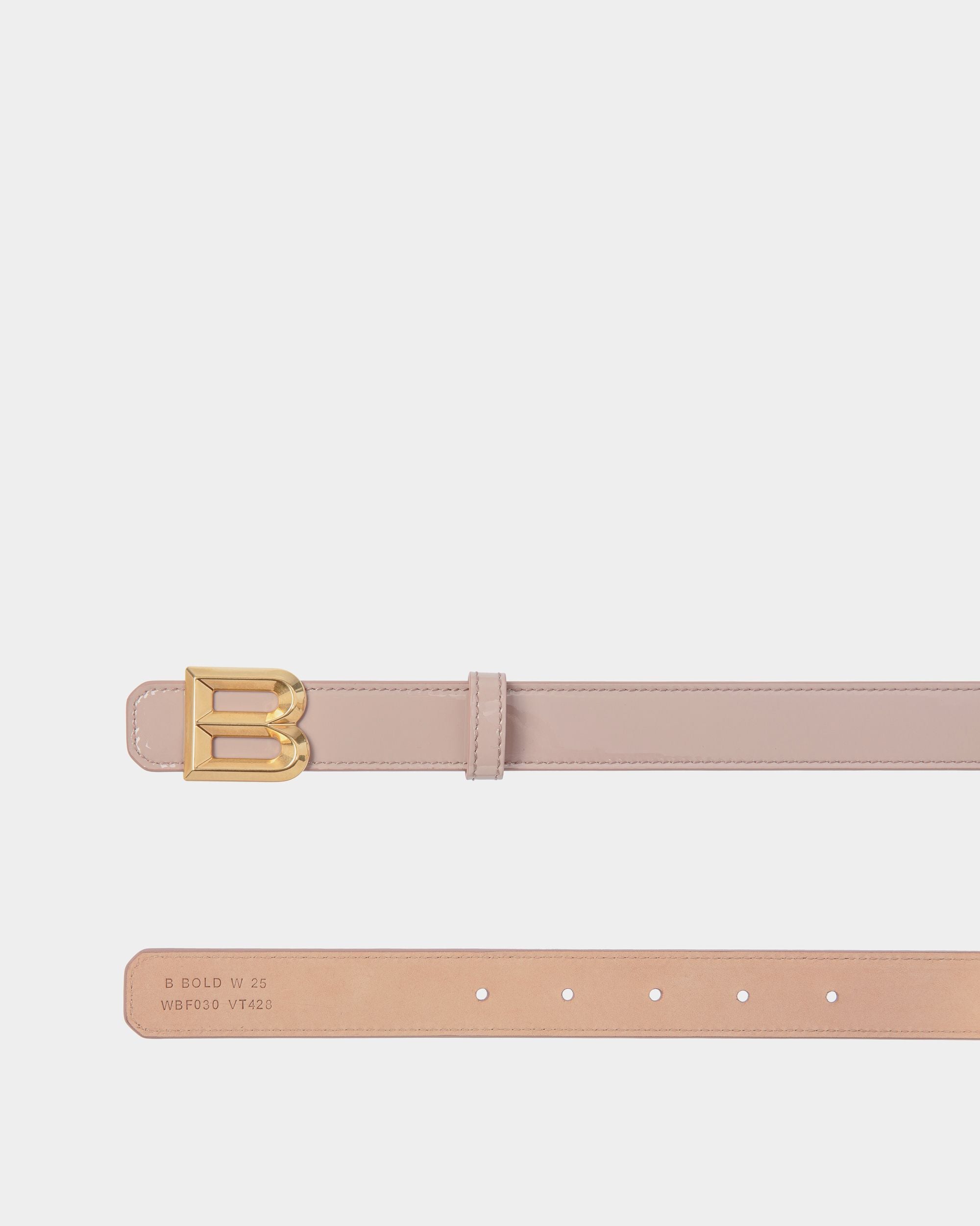 B Bold 25mm Belt In Light Beige Patent Leather - Women's - Bally - 02