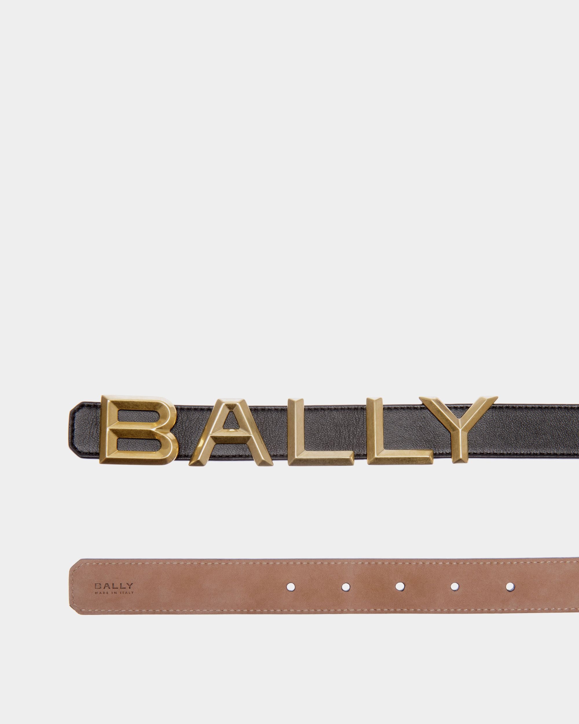 Logomania 25 mm Reversible Belt In Black Leather - Women's - Bally - 02