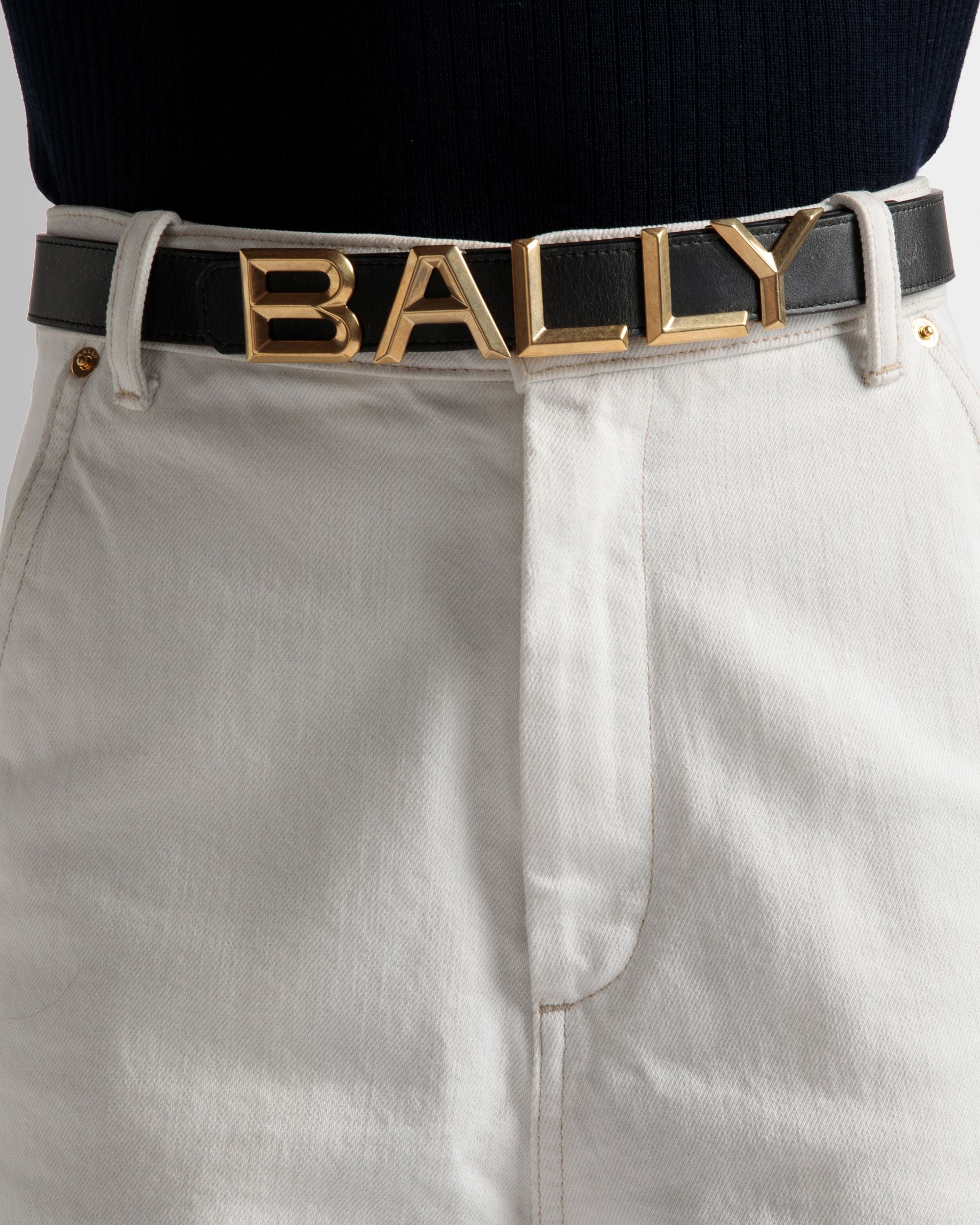 Logomania 25 mm Reversible Belt In Black Leather - Women's - Bally - 03