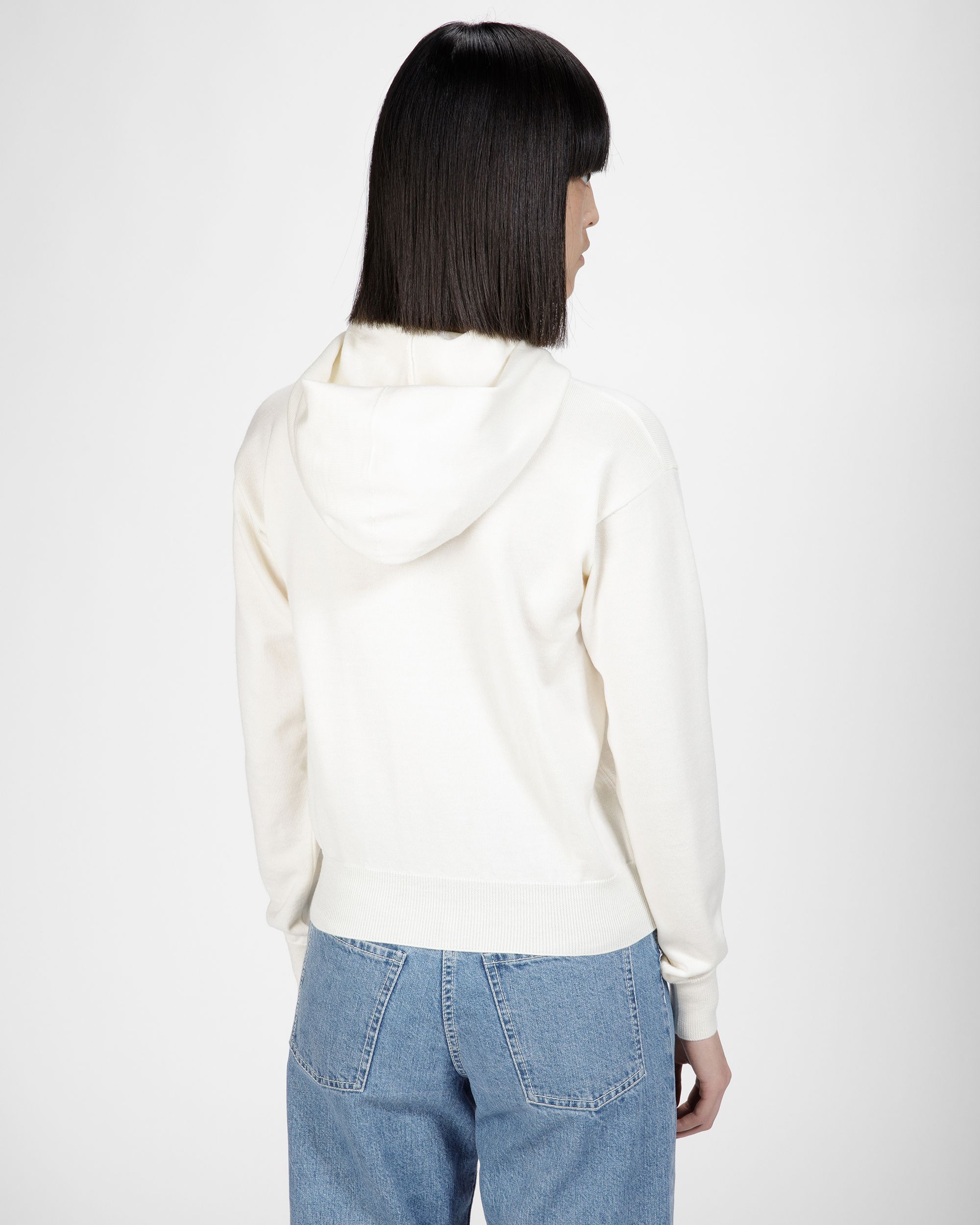 Wool Rabbit Motif Hooded Sweatshirt In Bone - Women's - Bally - 02