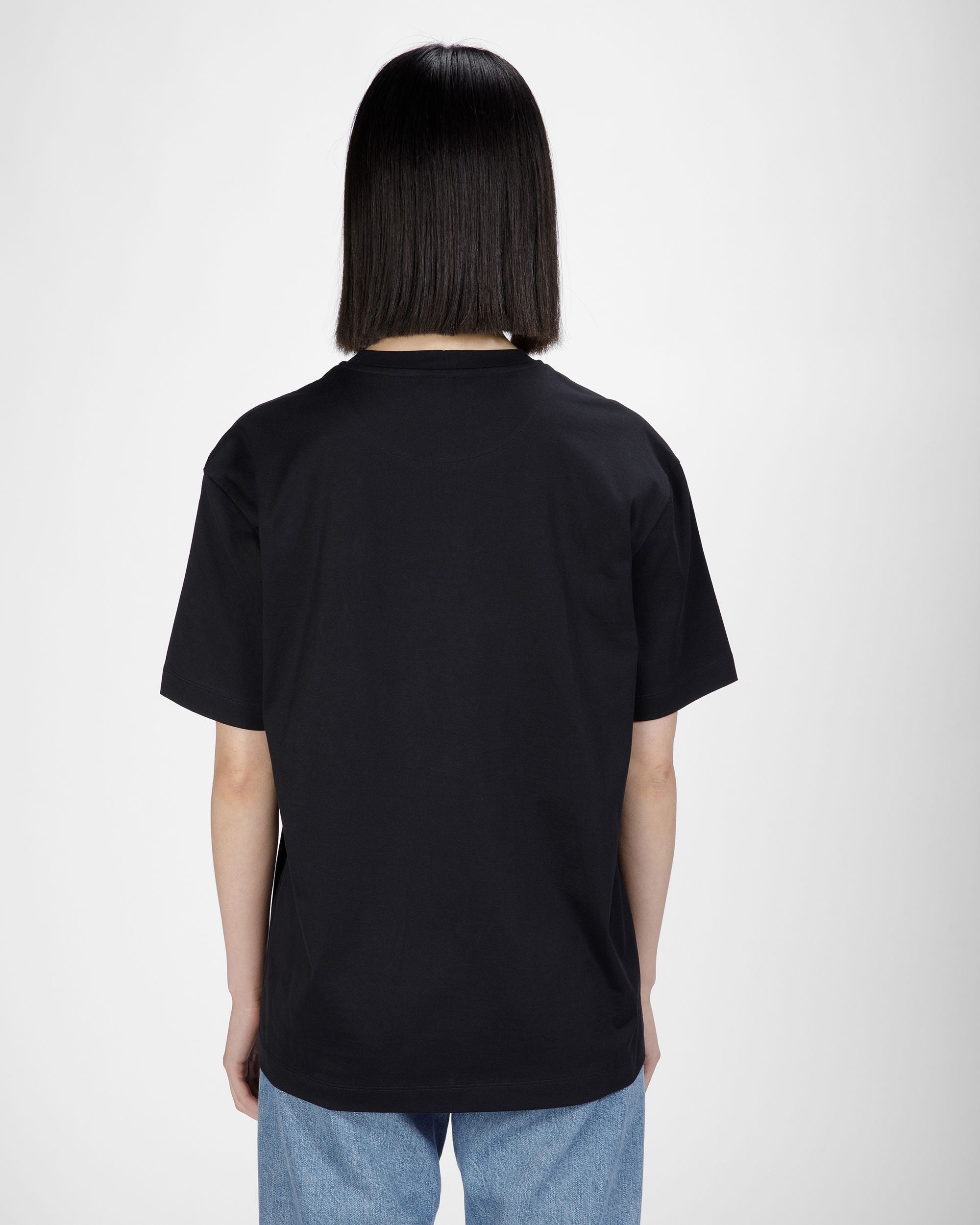 Cotton Rabbit Motif T-Shirt In Black - Women's - Bally - 02