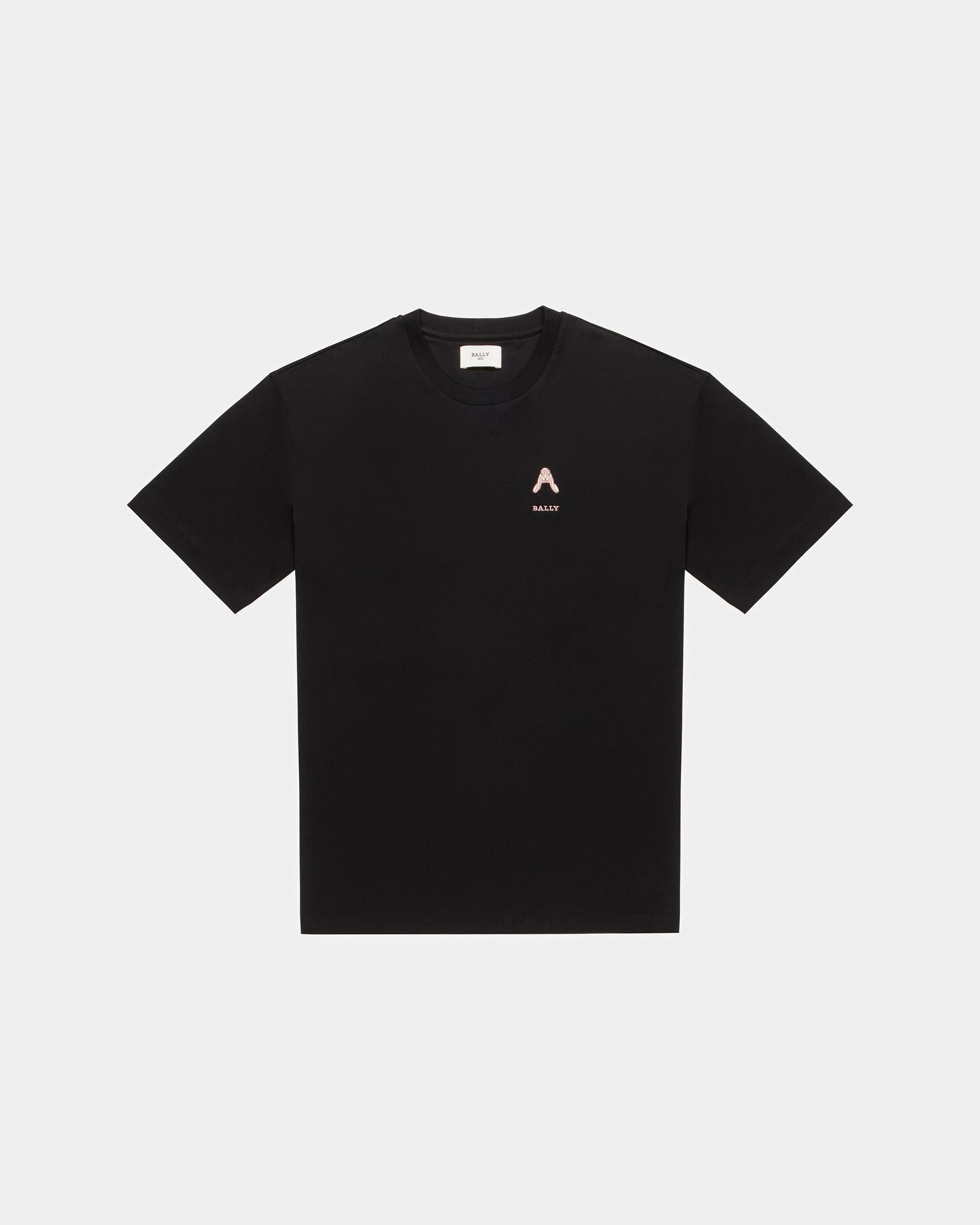Cotton Rabbit Motif T-Shirt In Black - Women's - Bally - 05