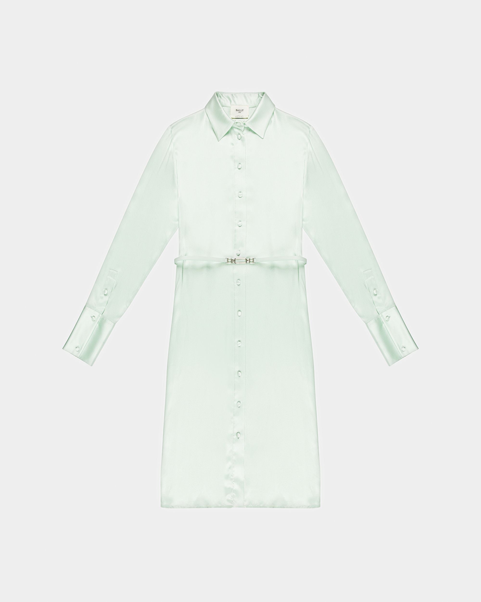 Silk Shirt Dress In Light Blue - Women's - Bally - 04