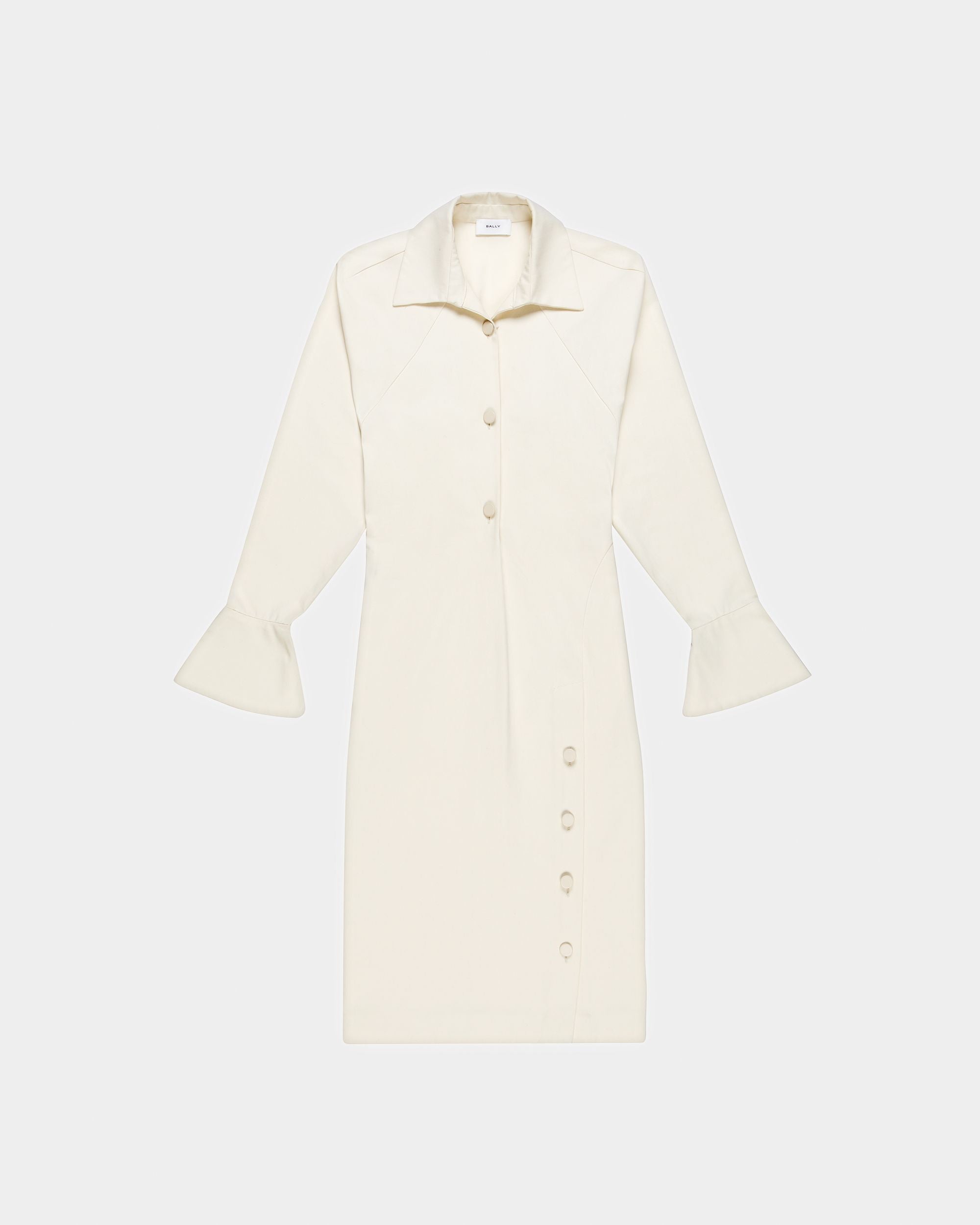 Cotton Shirt Dress In Off-White - Women's - Bally - 06