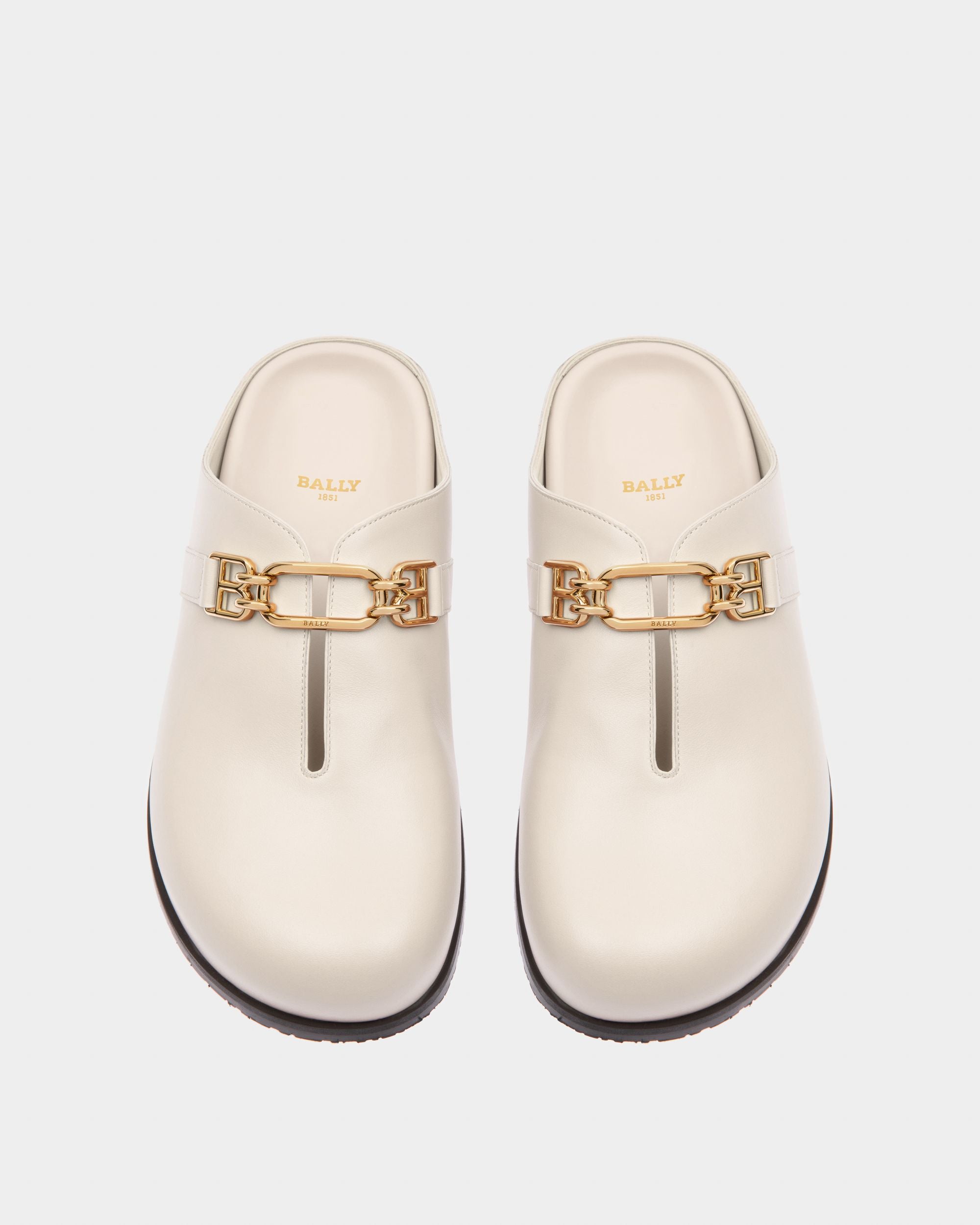 Francine Leather Slippers In Bone - Women's - Bally - 02