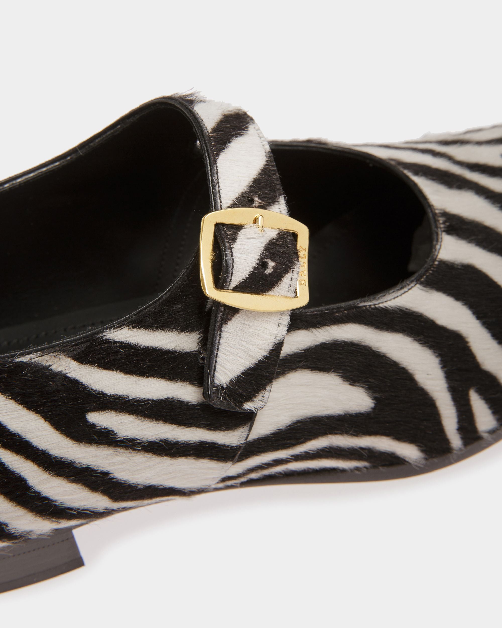 Glendale Monk Strap Shoes In White And Black Haircalf Leather