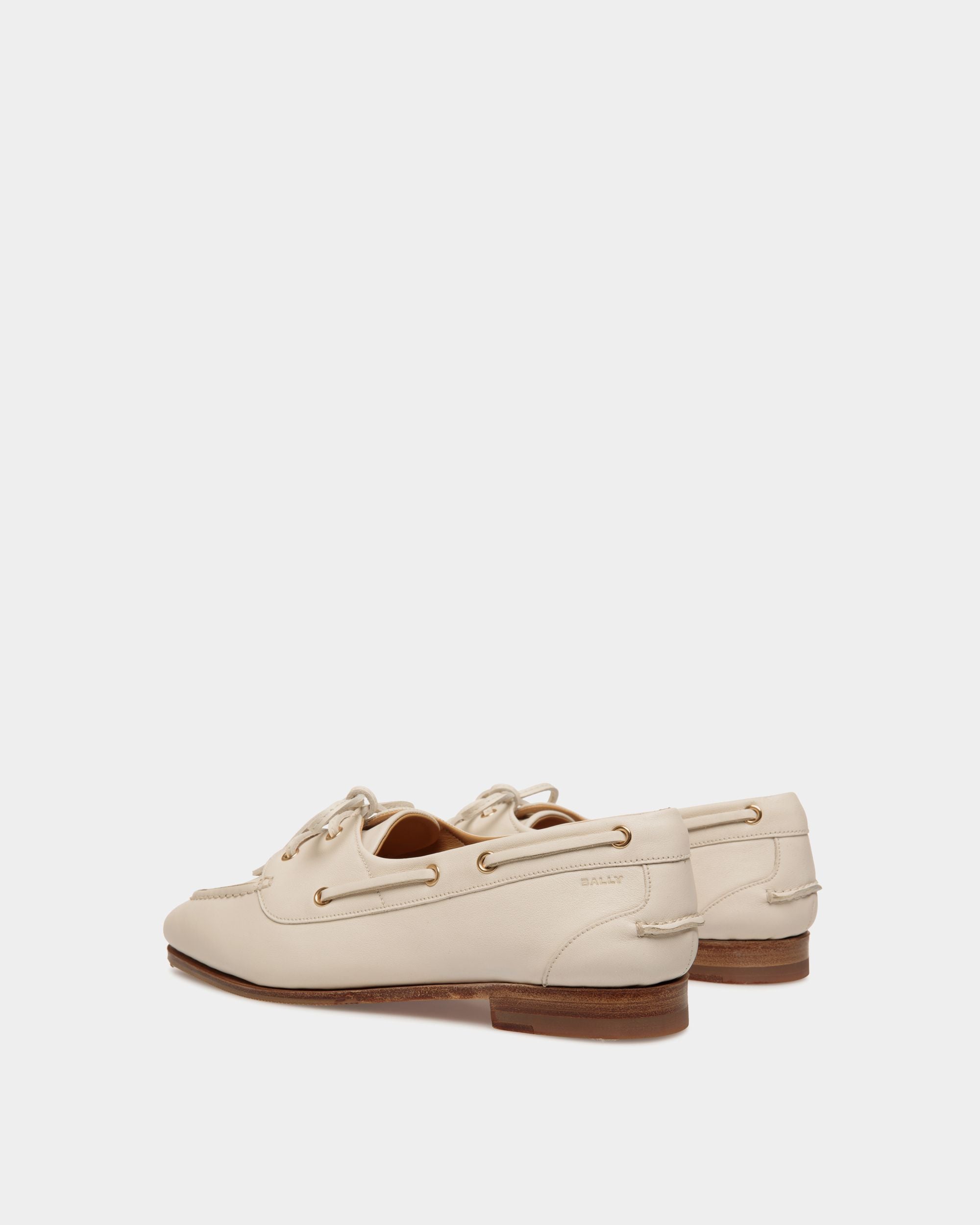 Plume Moccasin in White Leather - Women's - Bally - 03