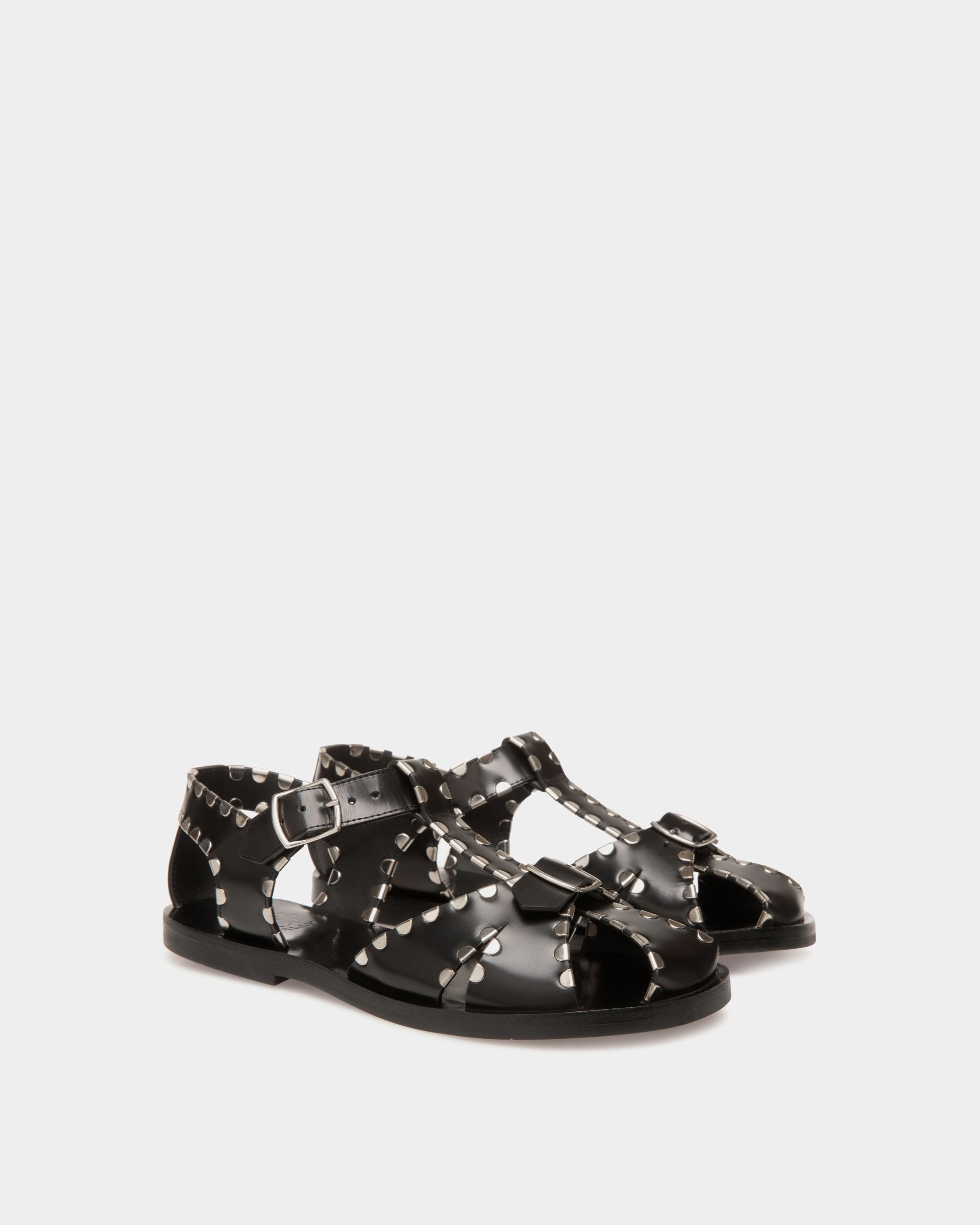 Salis Flat Sandal in Black Leather - Women's - Bally - 03