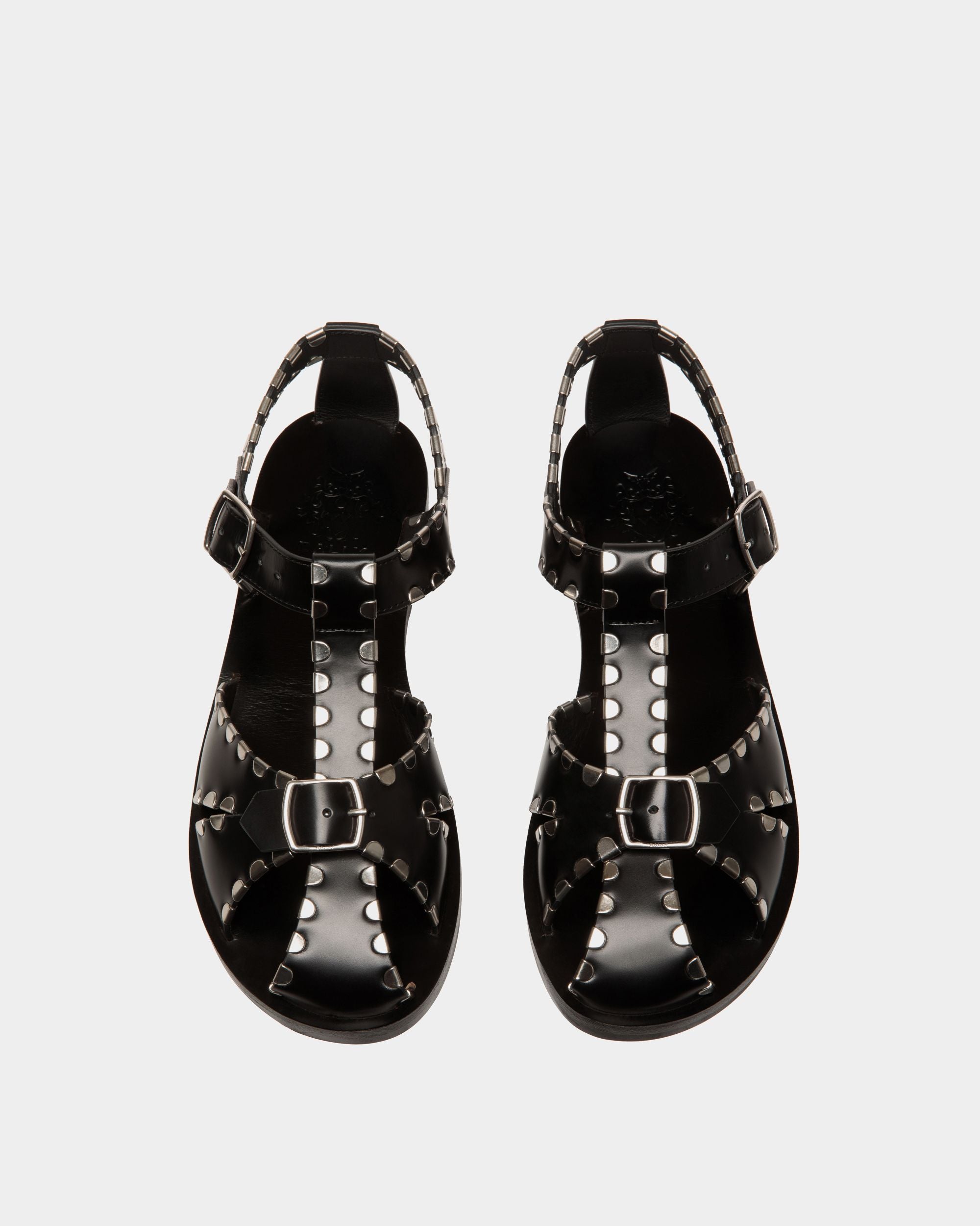 Salis Flat Sandal in Black Leather - Women's - Bally - 05