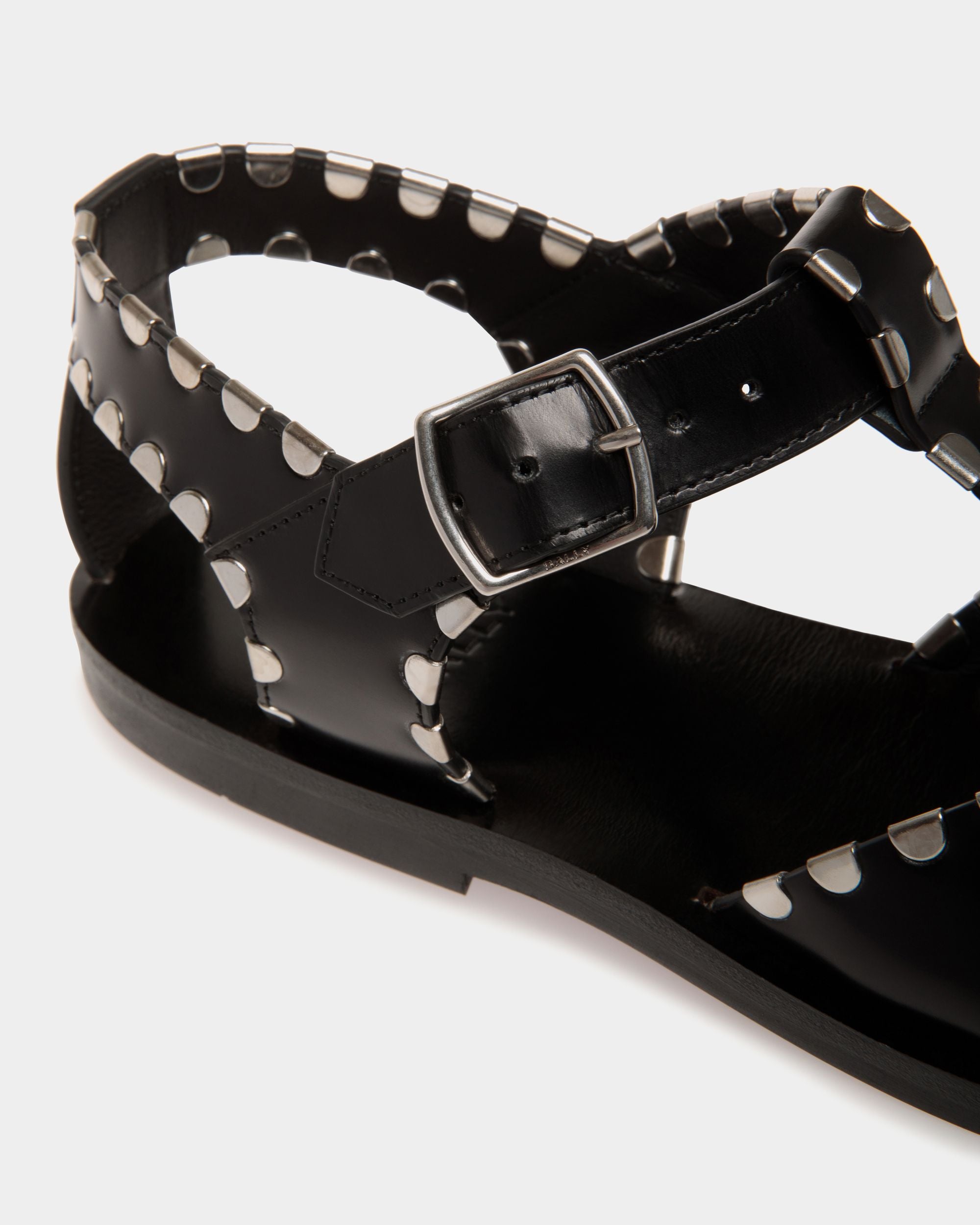 Salis Flat Sandal in Black Leather - Women's - Bally - 06