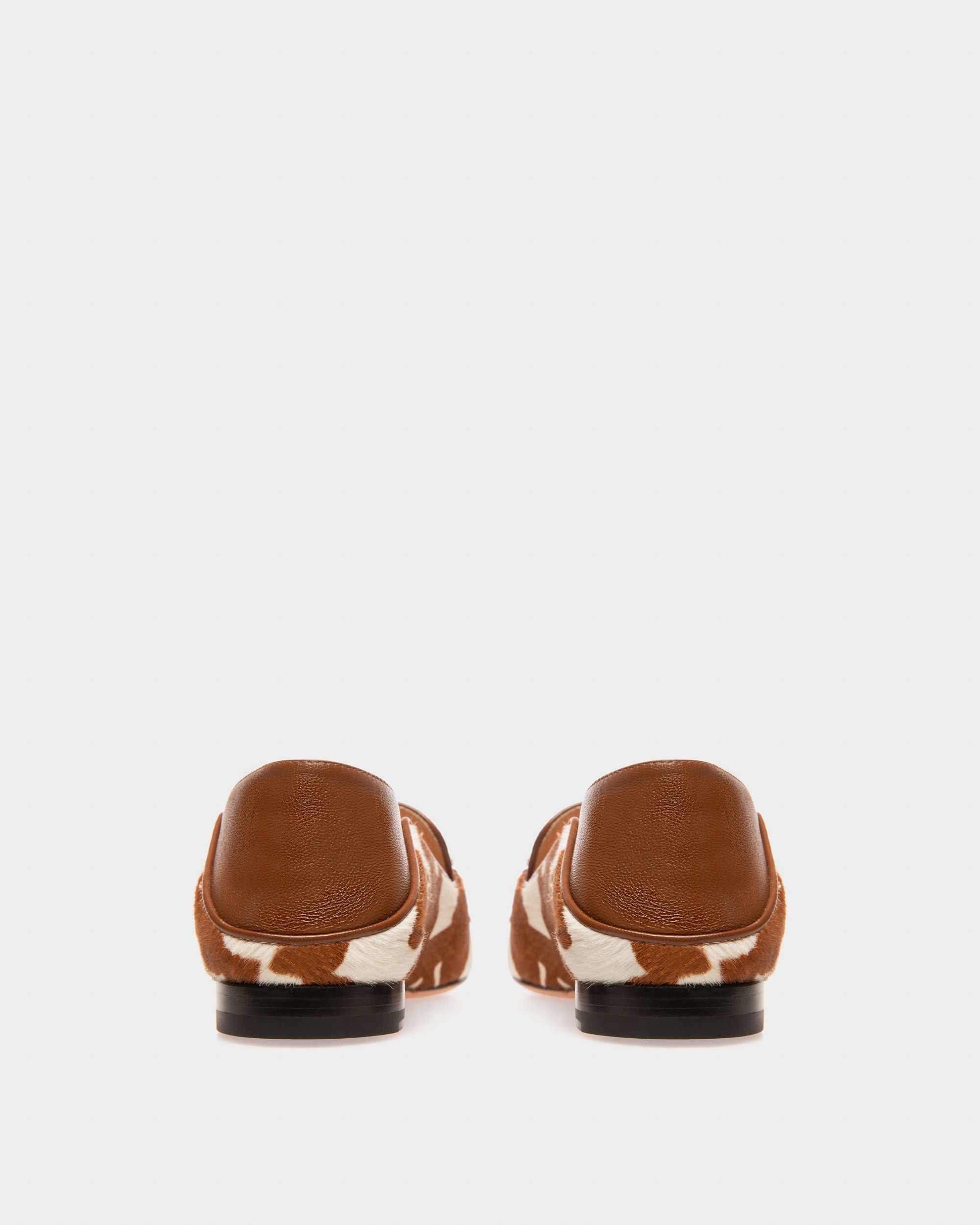 Ellah Flat Leather Loafers In White & Brown - Women's - Bally - 04