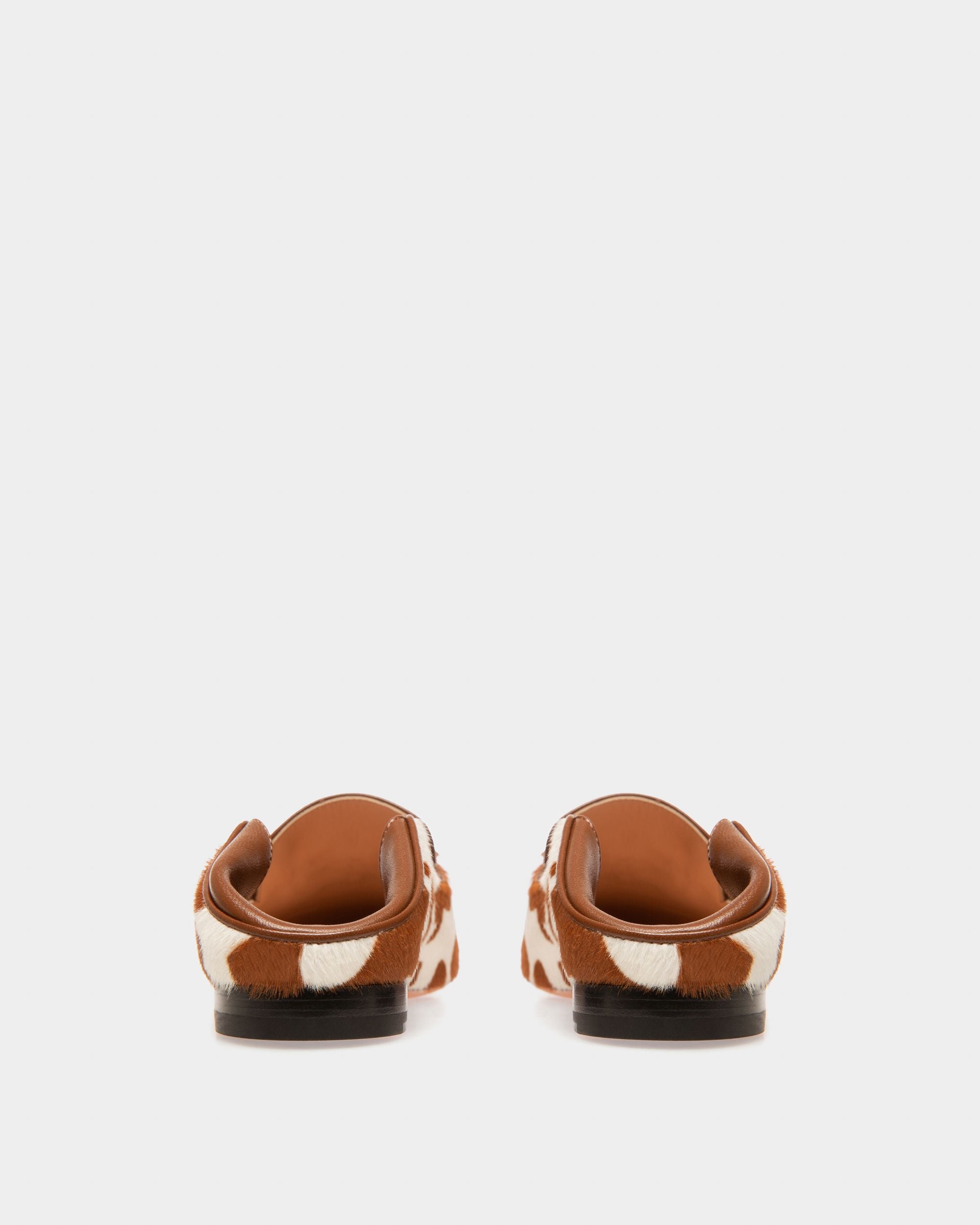 Ellah Flat Leather Loafers In White & Brown - Women's - Bally - 05