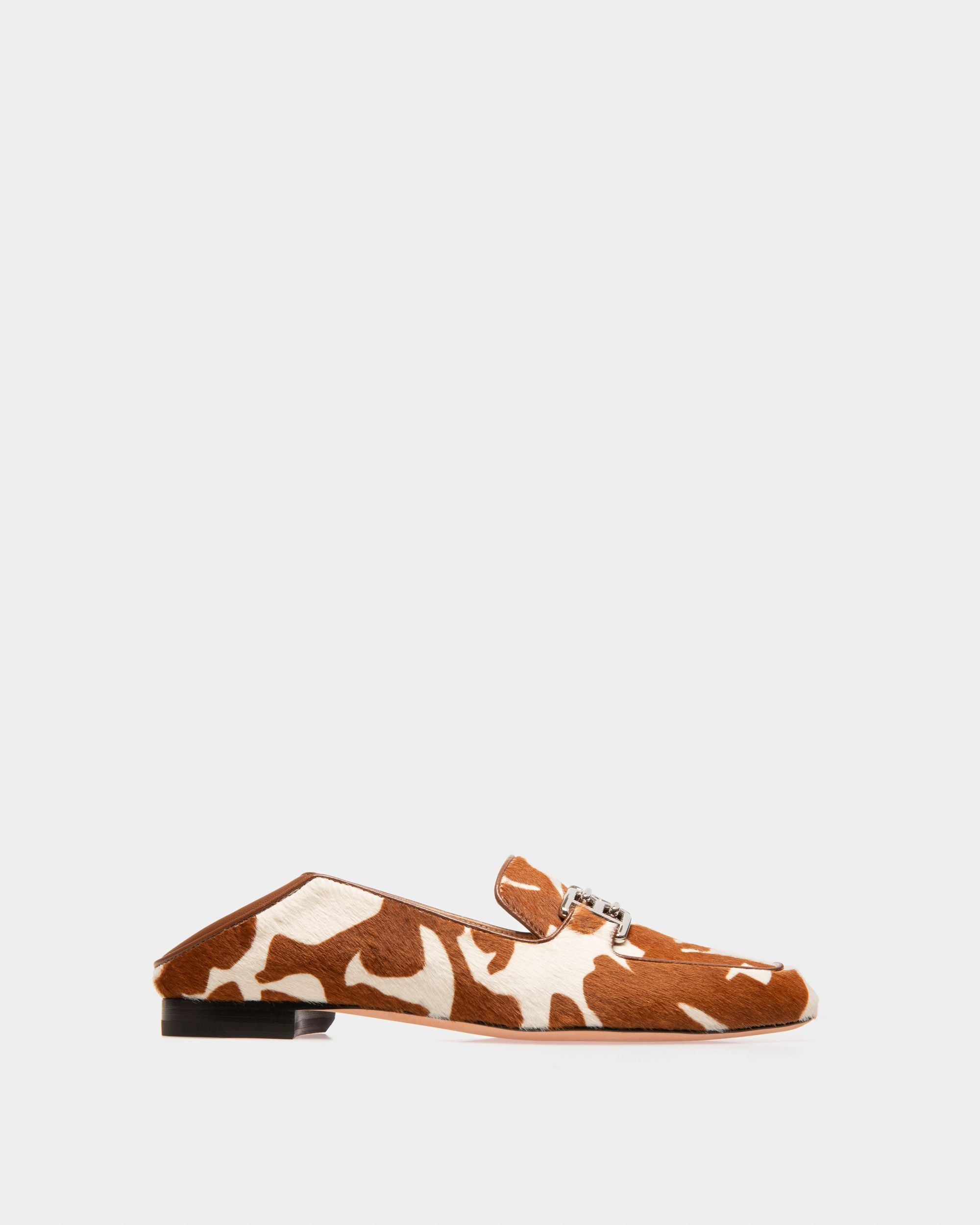 Ellah Flat Leather Loafers In White & Brown - Women's - Bally - 06
