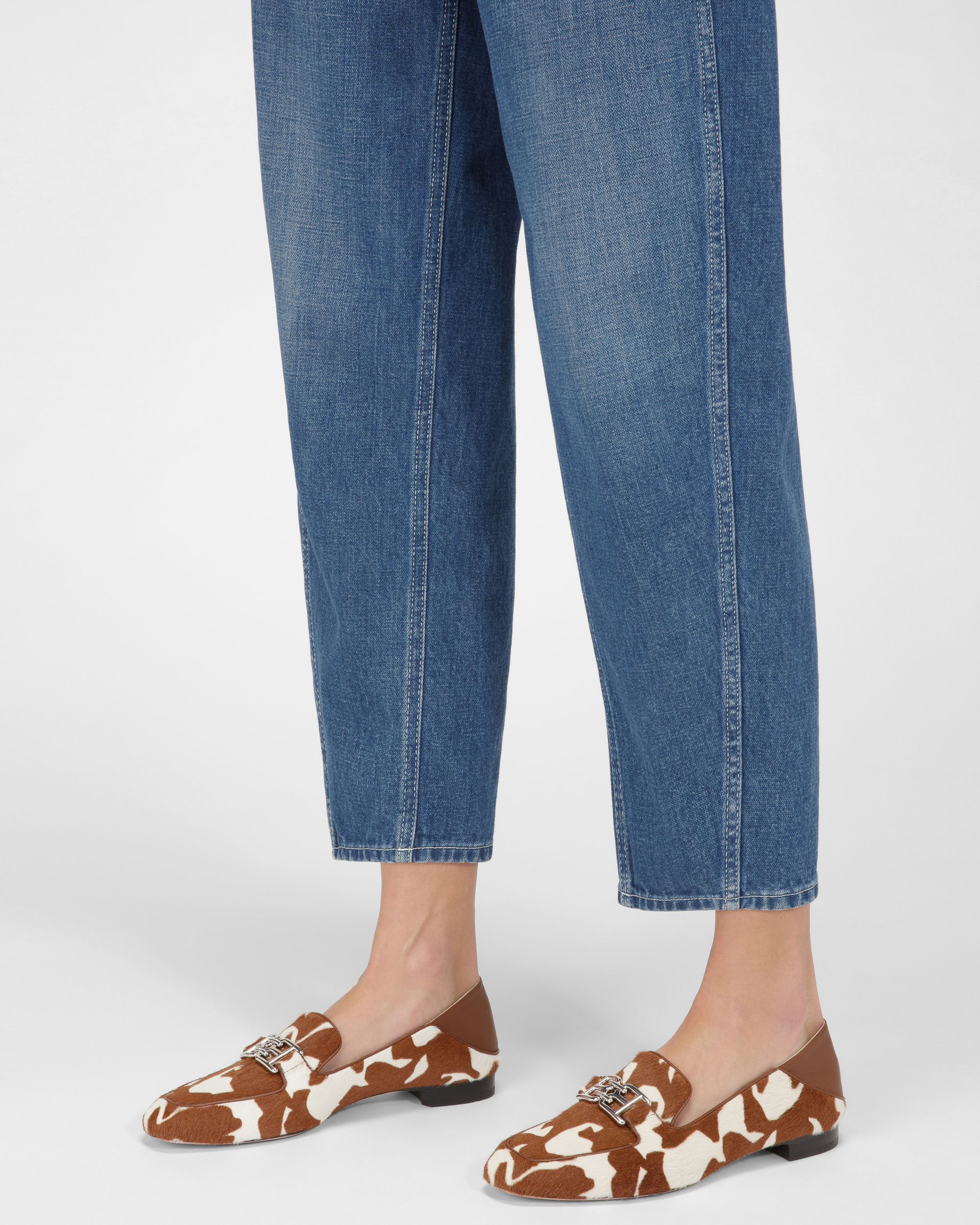 Ellah Flat Leather Loafers In White & Brown - Women's - Bally - 08