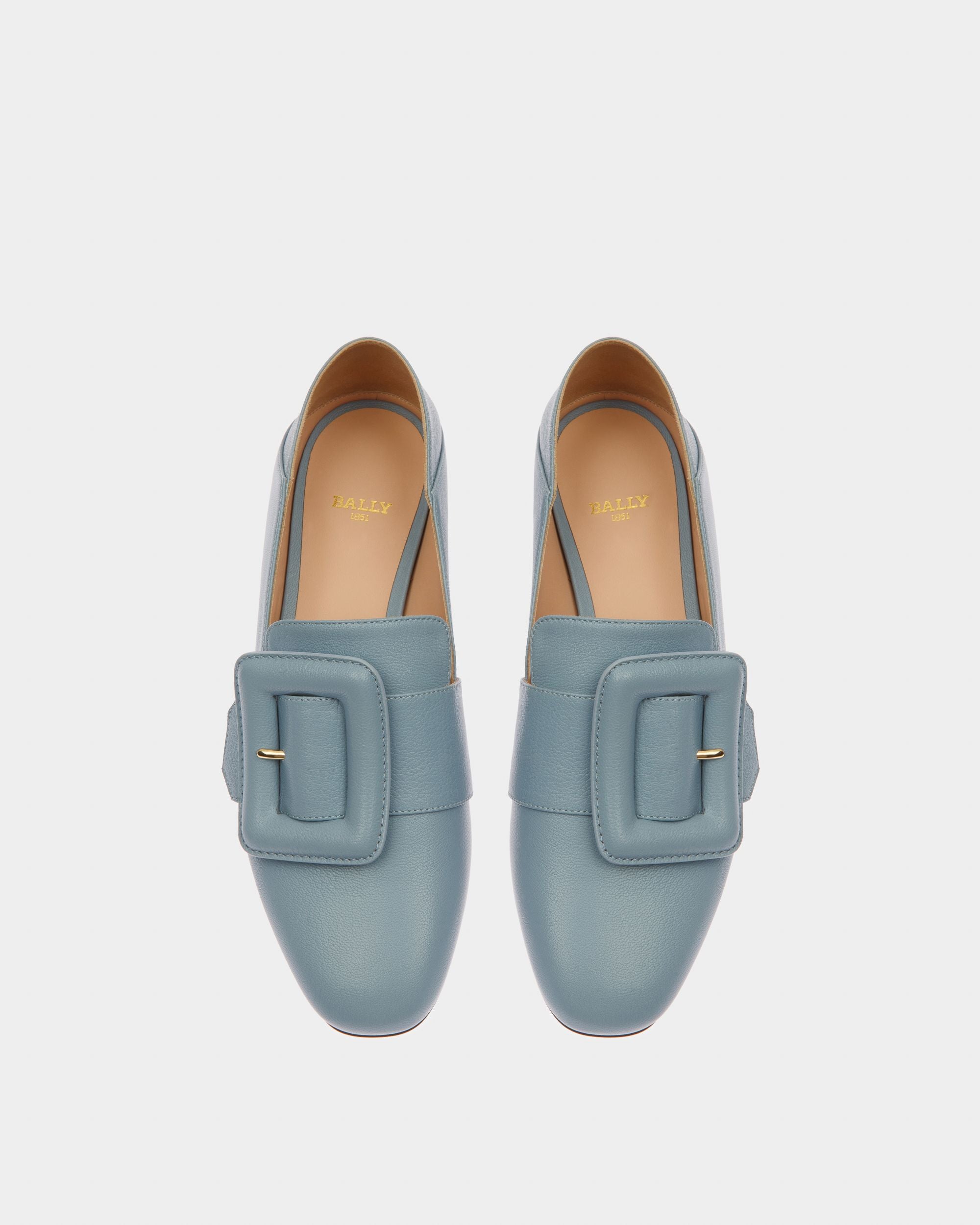 Janelle Leather Loafers In Light Blue - Women's - Bally - 02