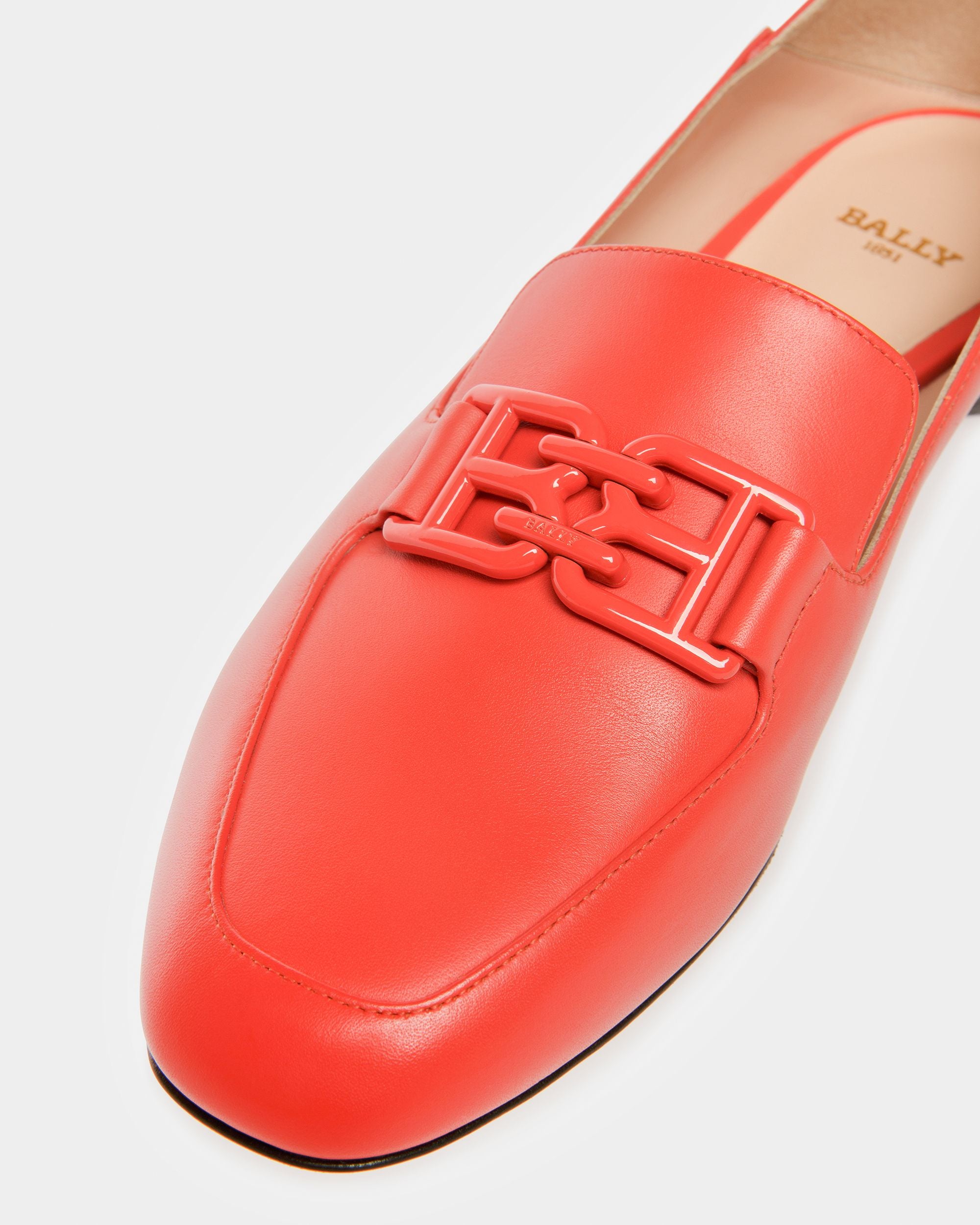 Ellah Leather Slippers In Orange - Women's - Bally - 04
