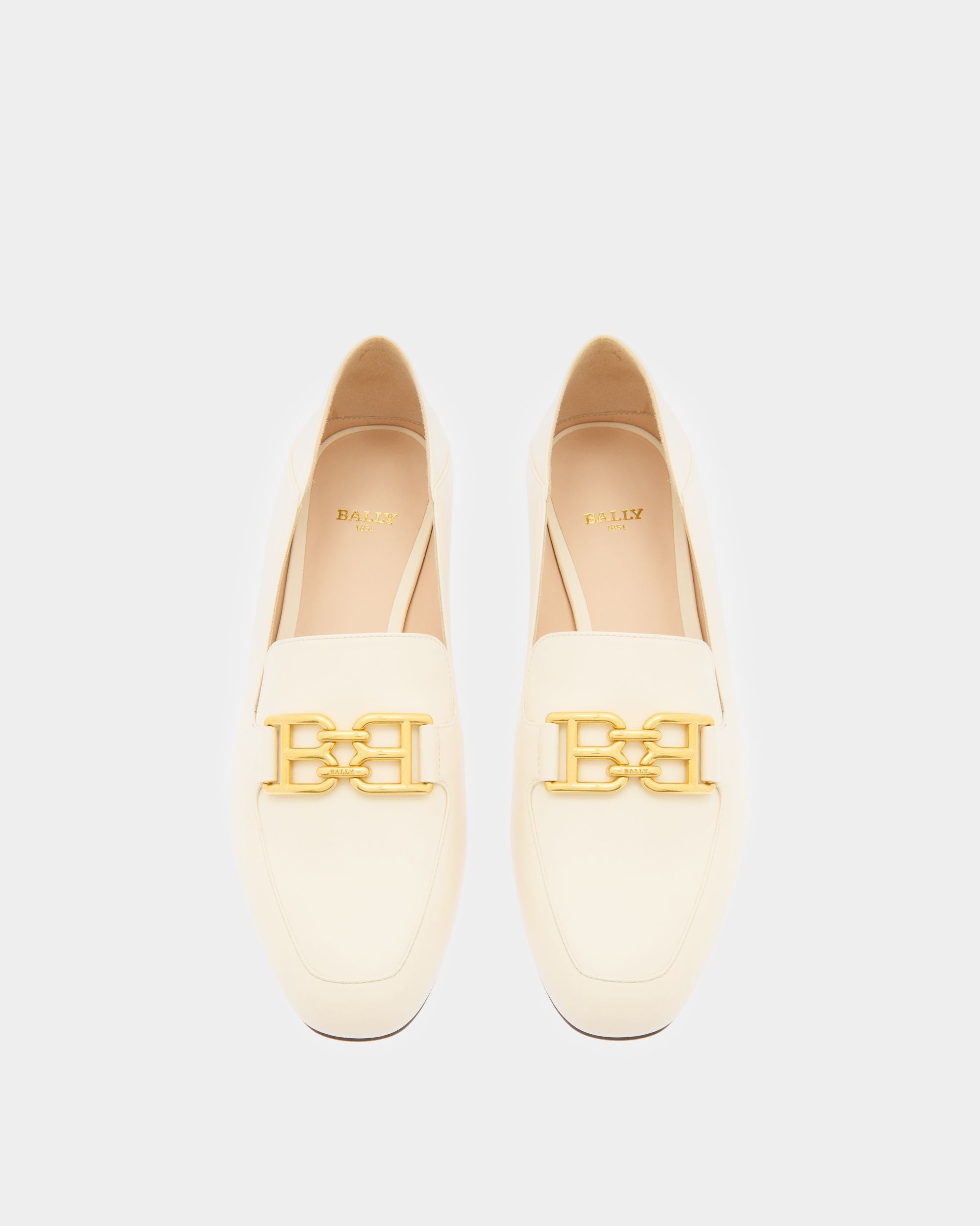 Ellah Flat Leather Loafers In Bone - Women's - Bally - 02