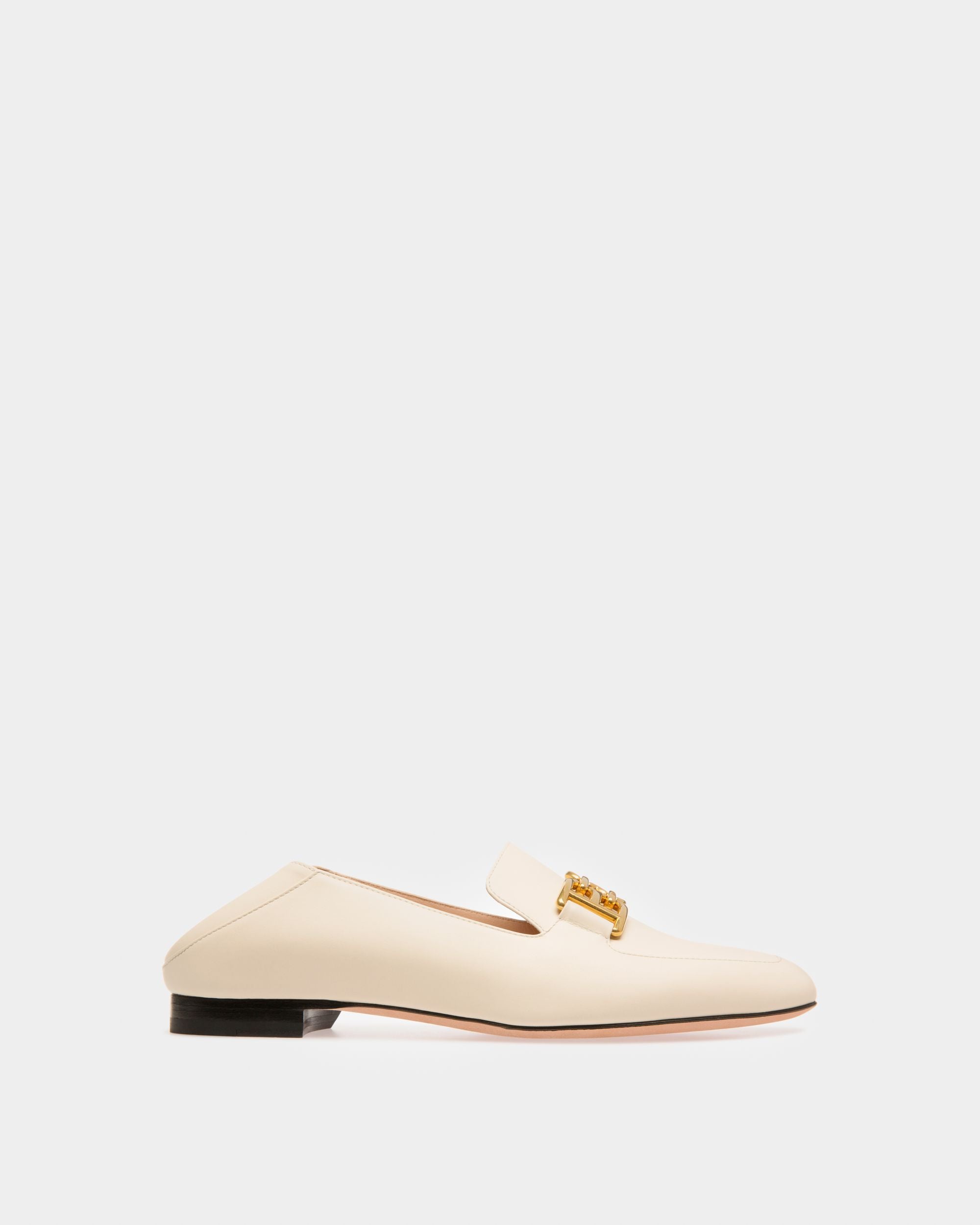 Ellah Flat Leather Loafers In Bone - Women's - Bally - 08
