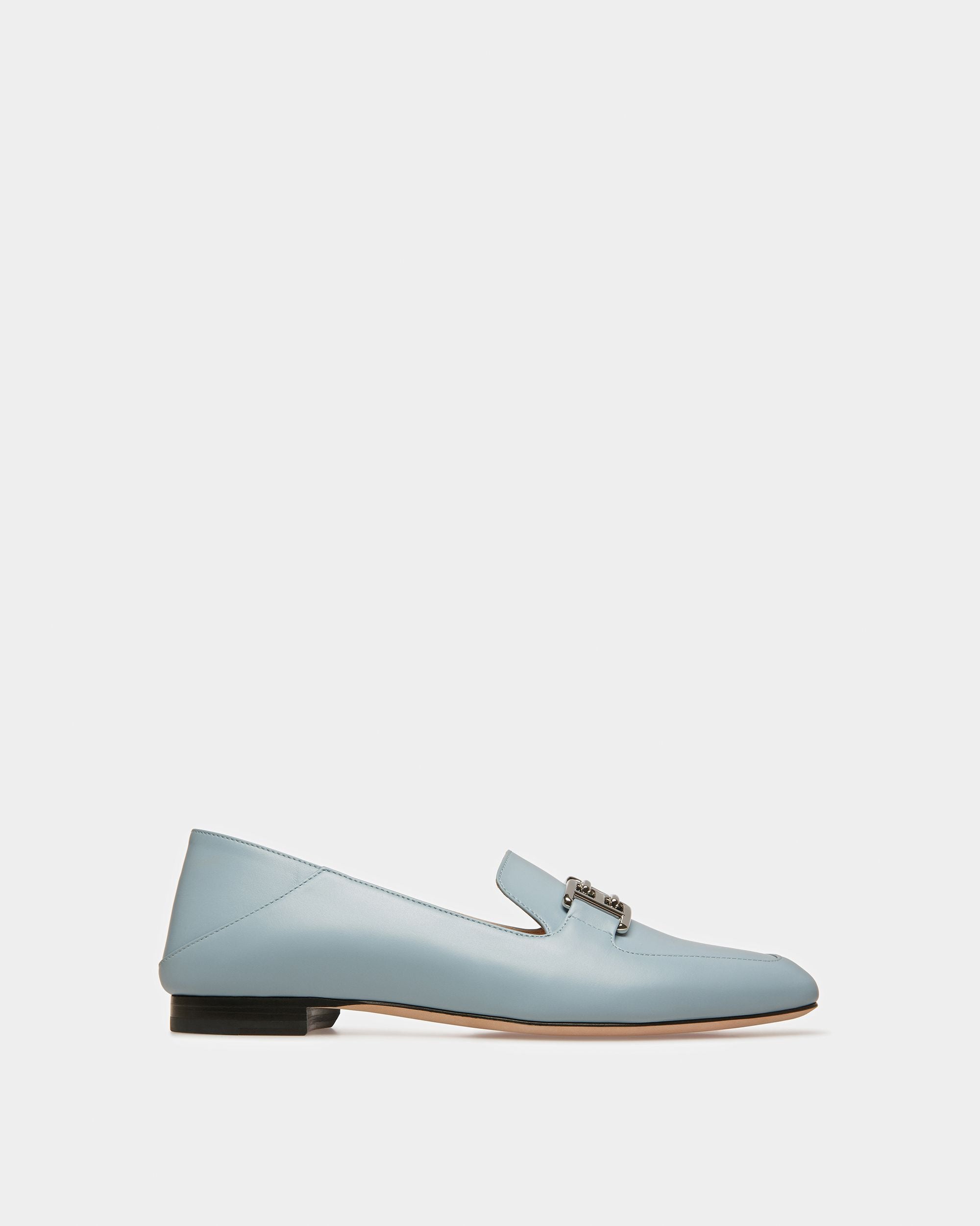 Ellah Leather Loafers In Light Blue - Women's - Bally - 01